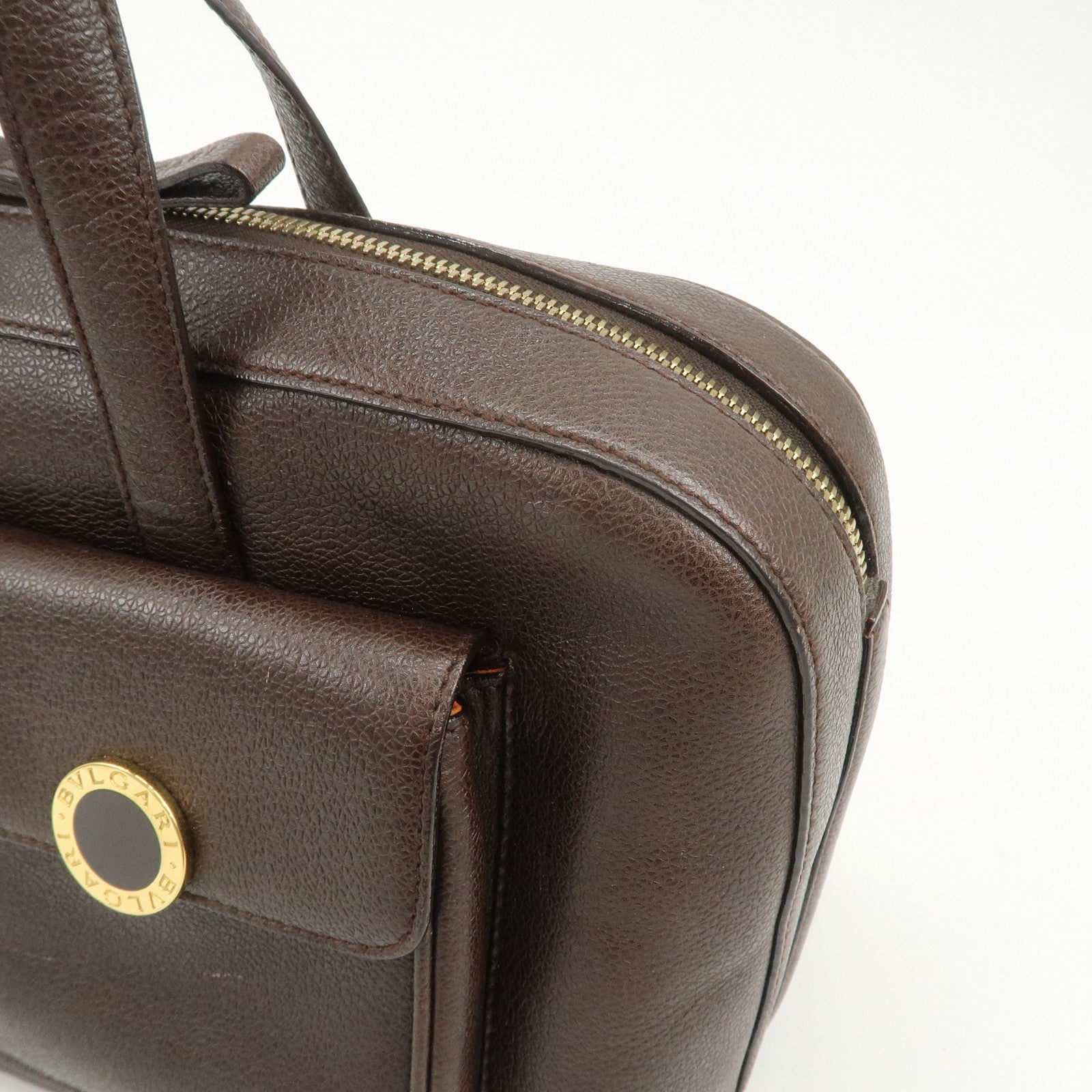 BVLGARI B-zero1 Leather Shoulder Bag Hand Bag Dark Brown