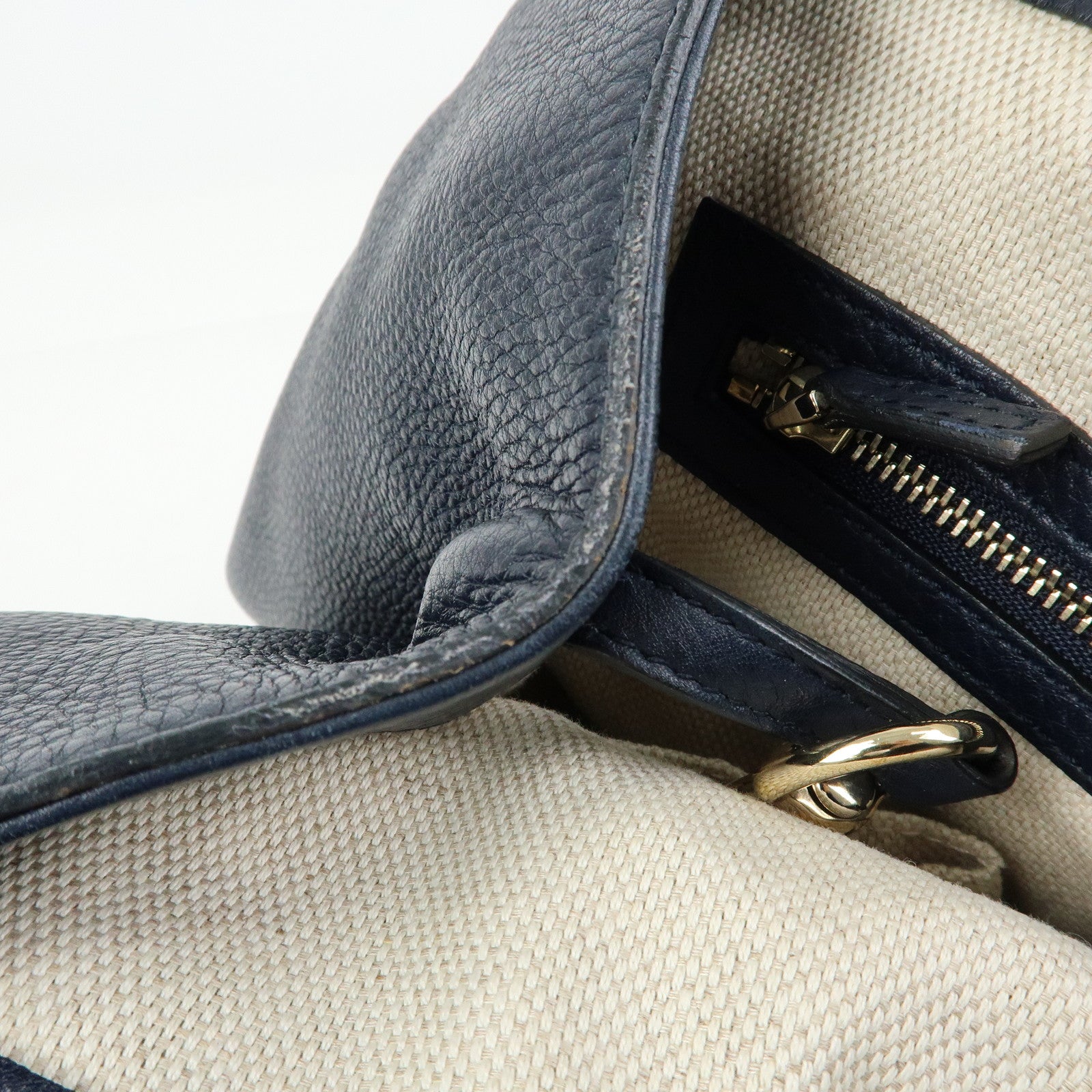 GUCCI SOHO Interlocking G Leather Tote Bag Shoulder Bag Navy 282309