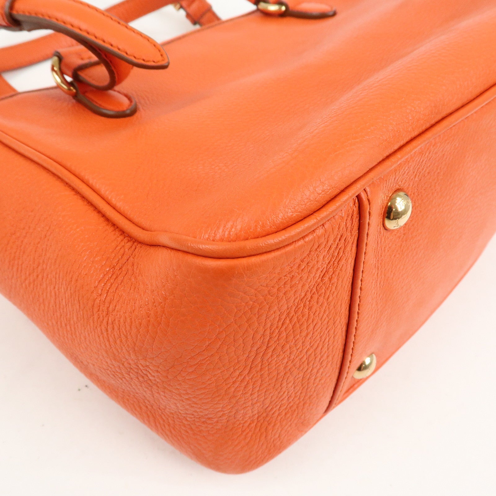 Ferragamo Gancini Leather Hand Bag Orange Gold HDW