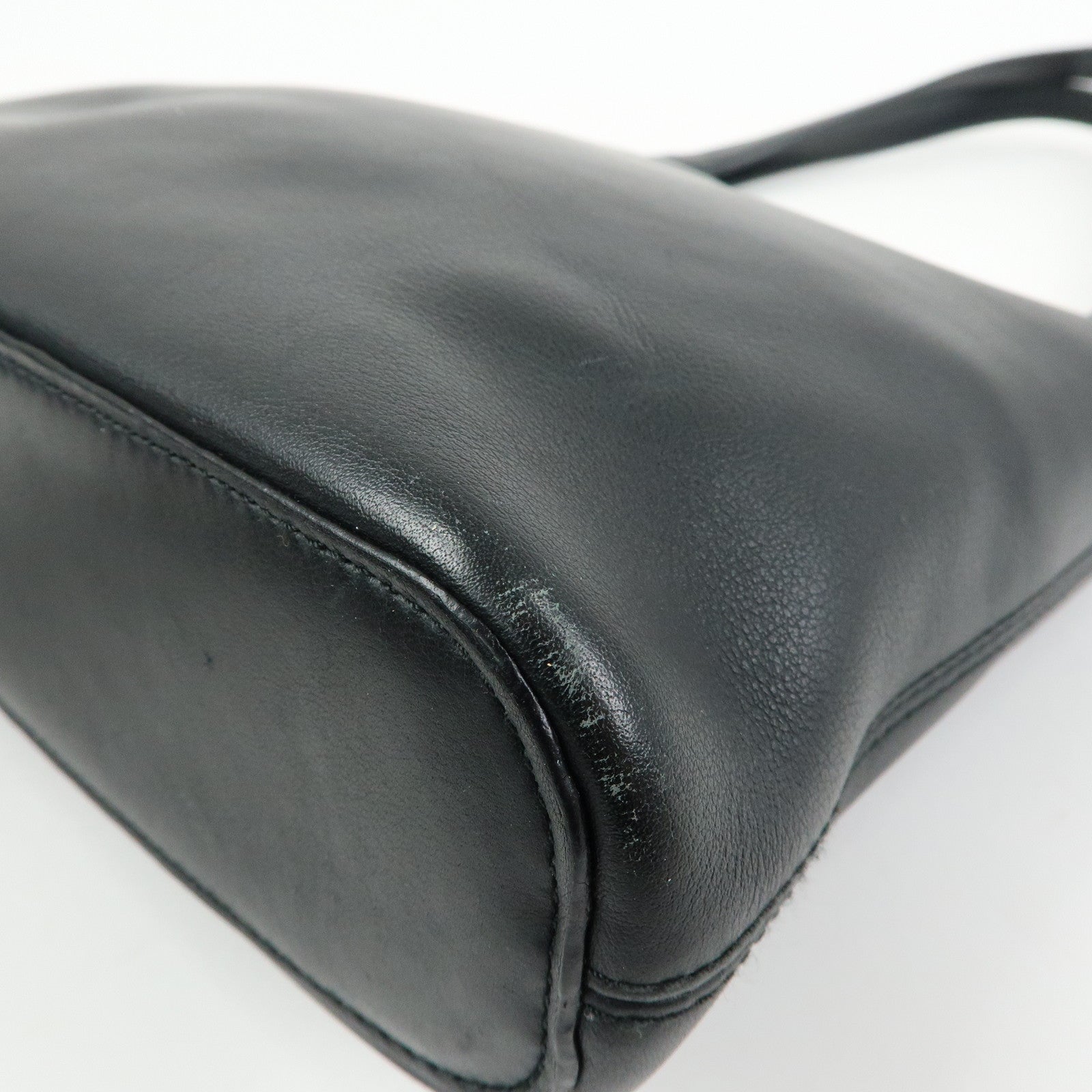 LOEWE Logo Leather Shoulder Bag Hand Bag Black