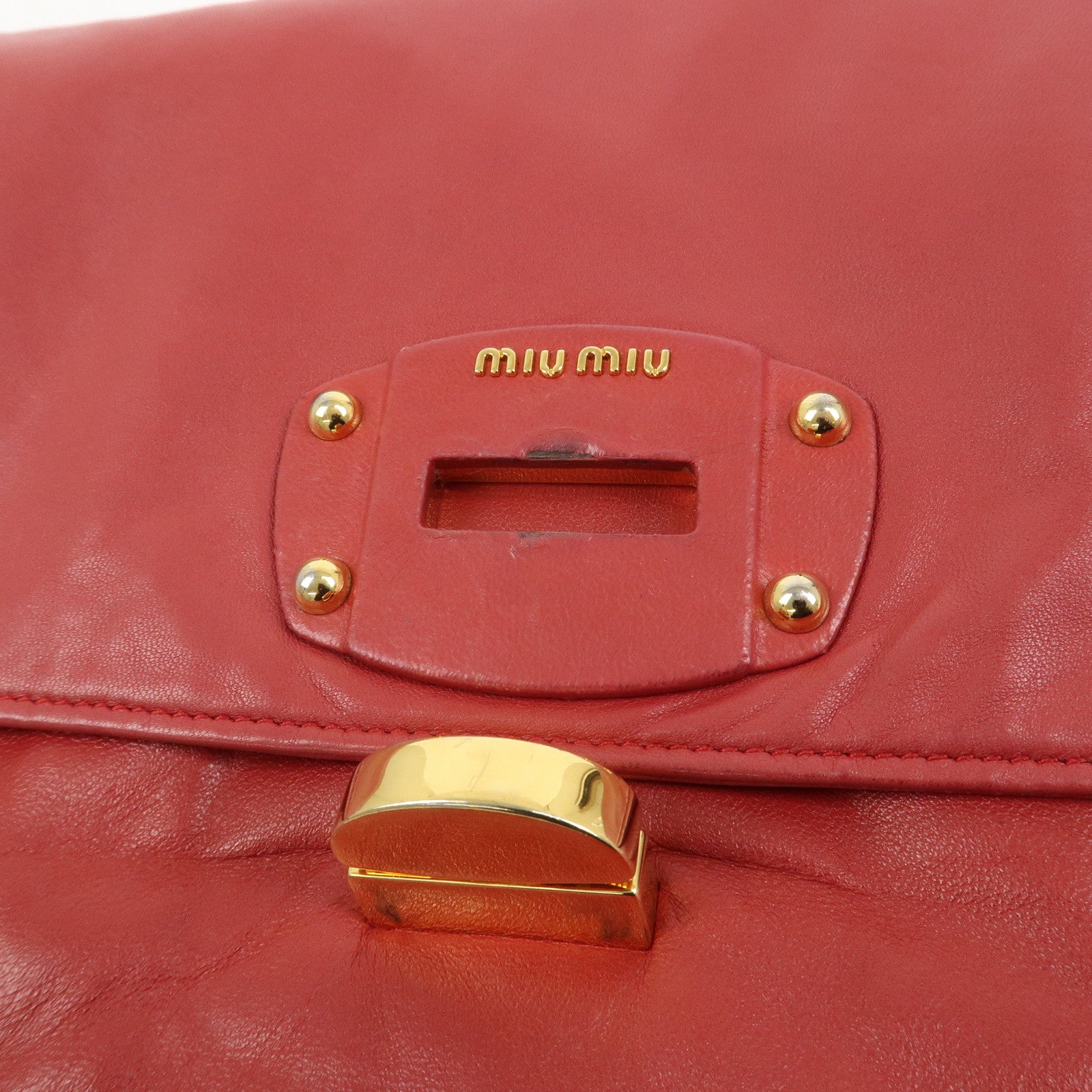 MIU MIU Logo Nappa Leather Shoulder Bag Crossbody Bag Red