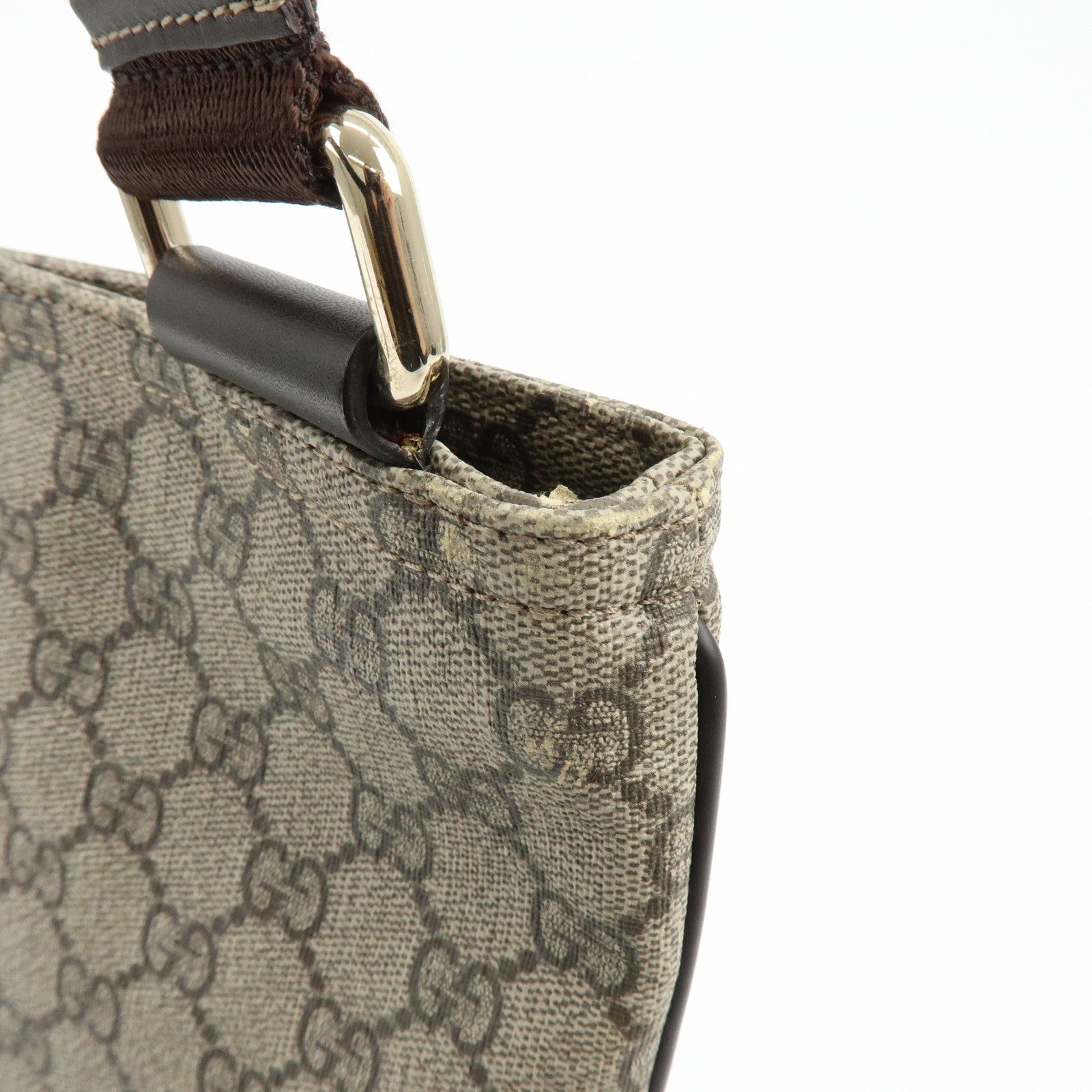 GUCCI GG Supreme Leather Shoulder Bag Crossbody Bag Beige 201446