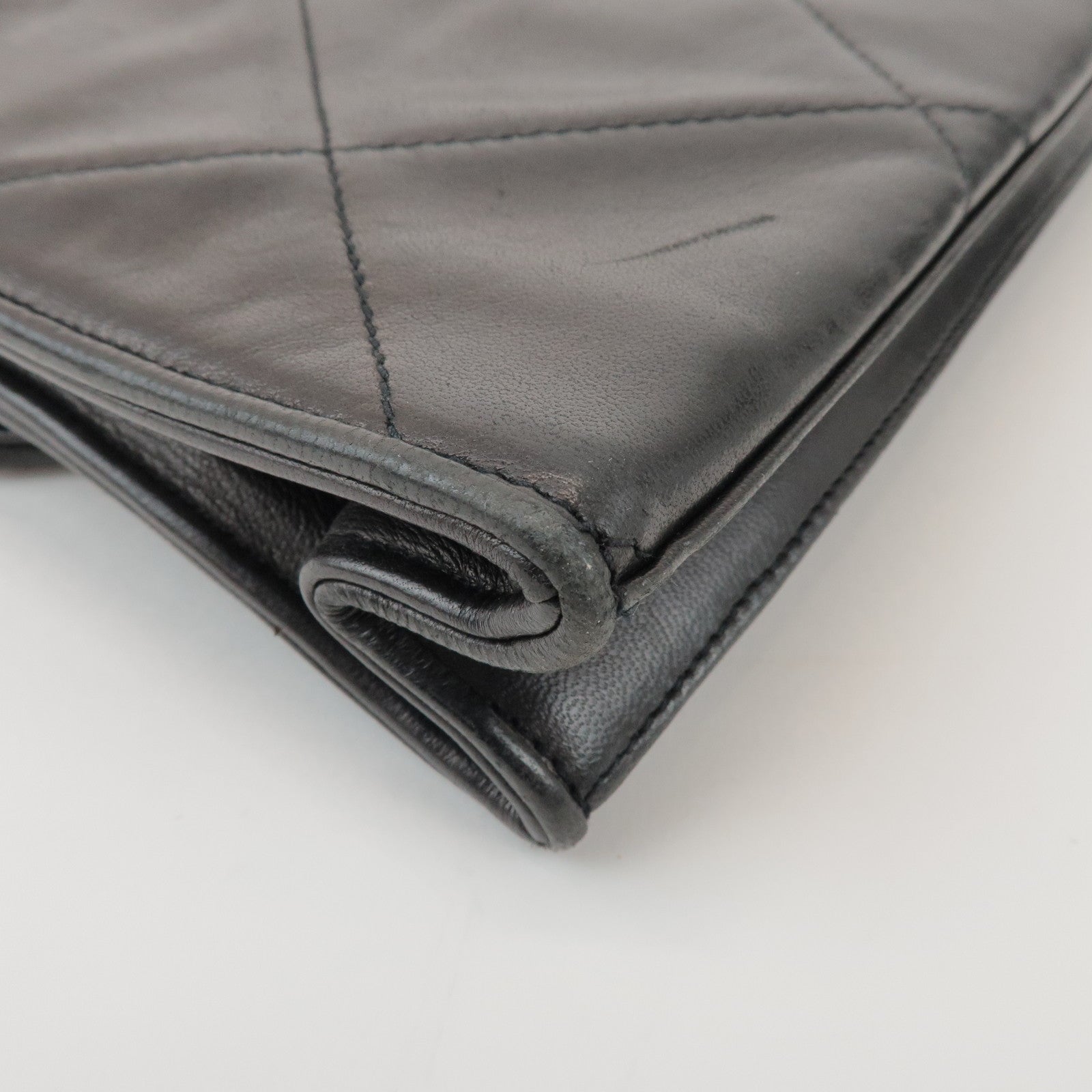 CHANEL Matelasse COCO Mark Lamb Skin Chain Shoulder Bag Black