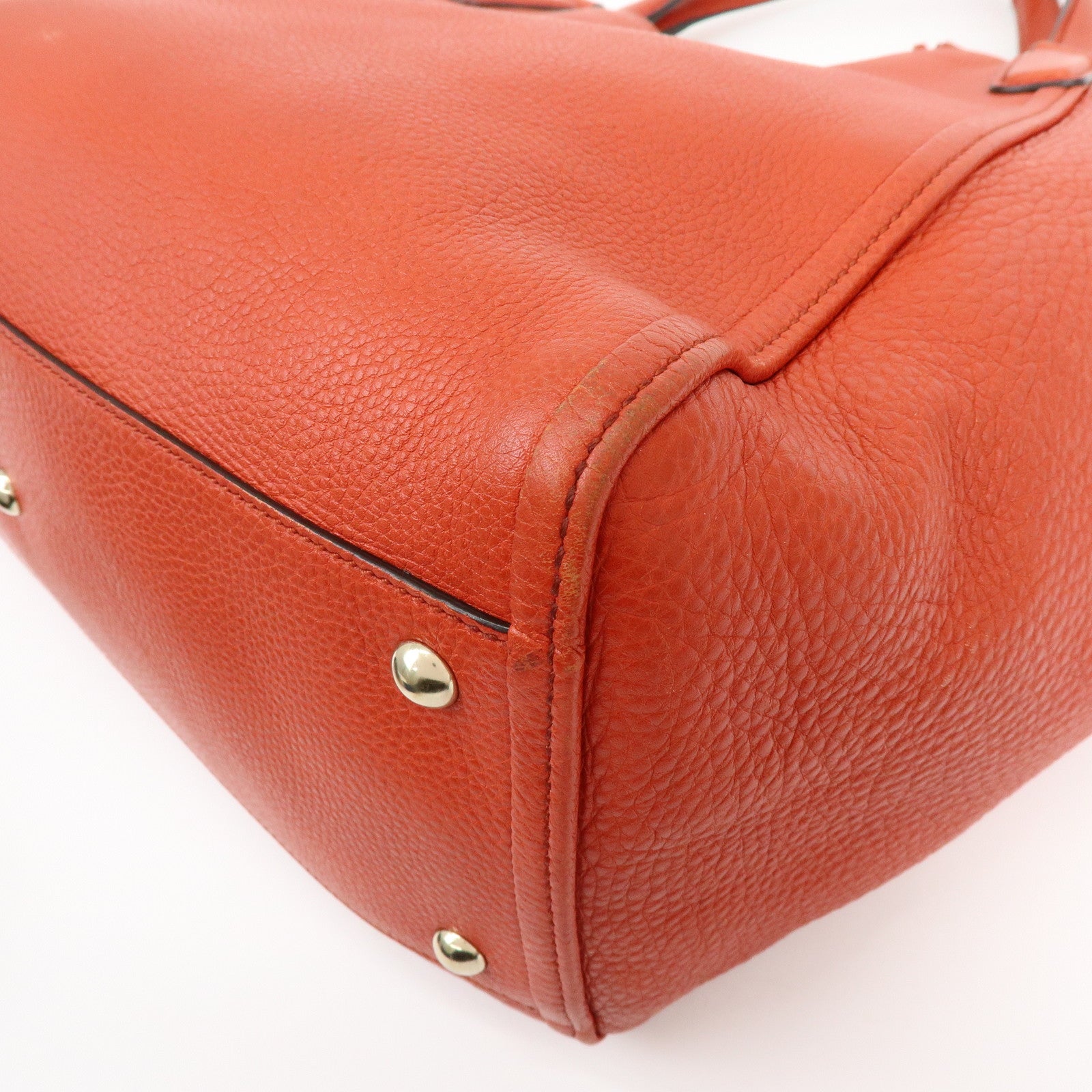 GUCCI SOHO Interlocking G Leather Tote Bag Hand Bag Orange 282309
