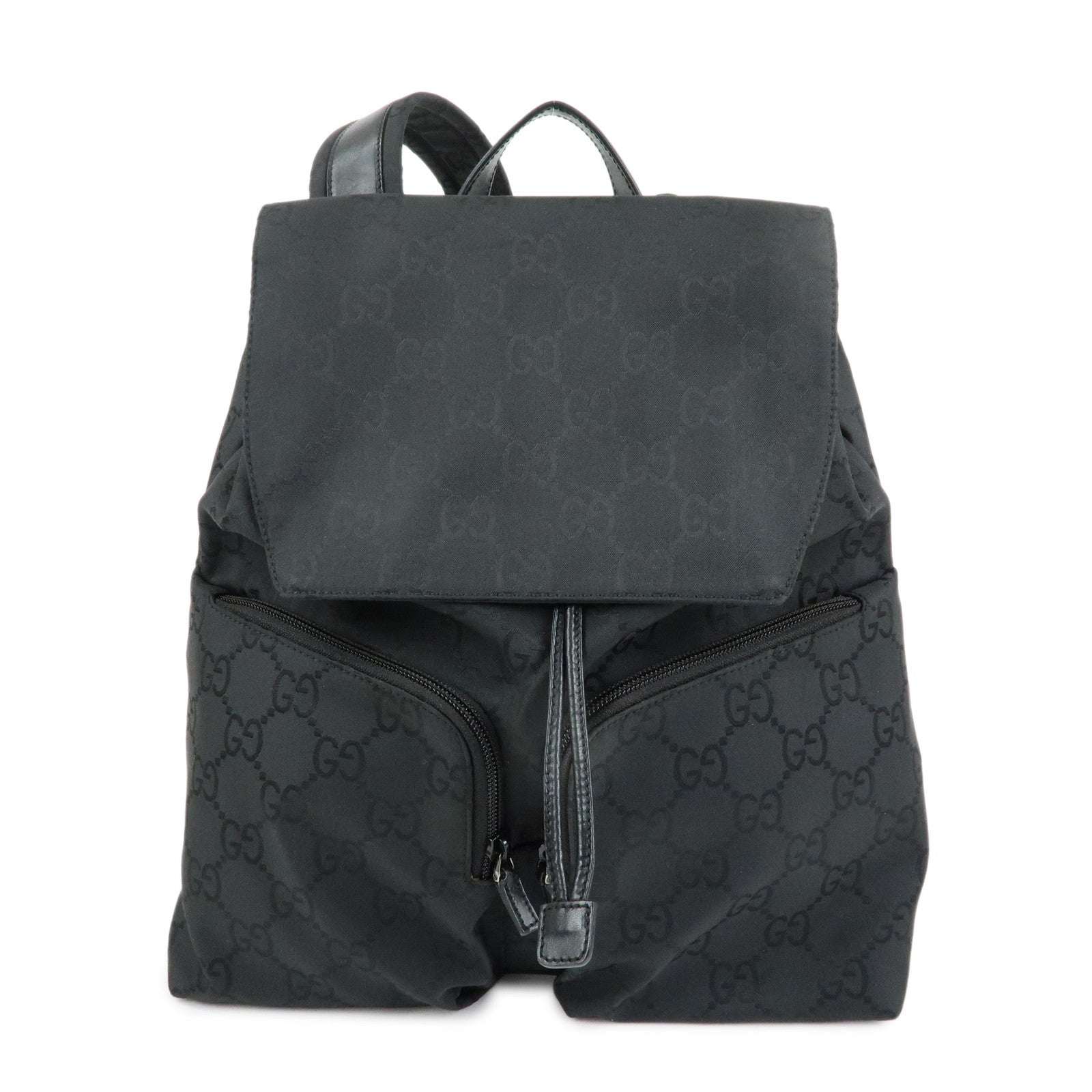 GUCCI GG Nylon Leather Backpack Rucksack Black 003・0238