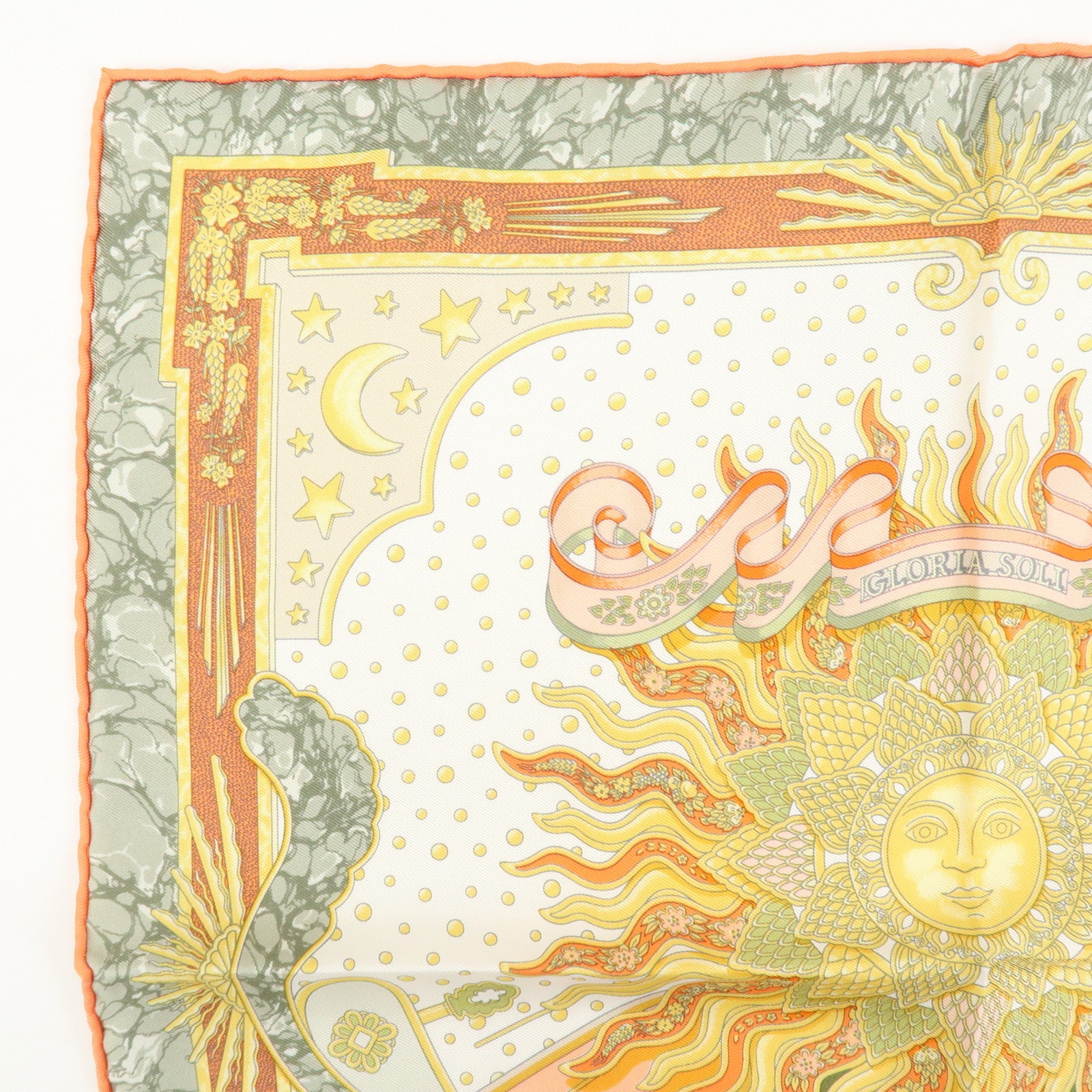 HERMES Carre 40 Silk 100% Scarf CARPE DIEM Clock Print