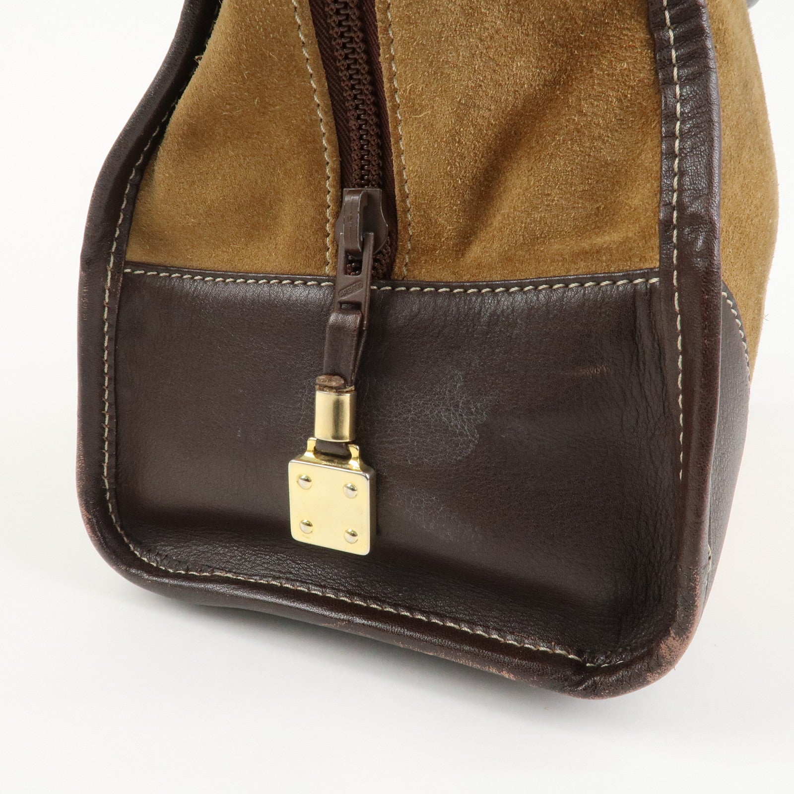 LOEWE Anagram Suede Leather Amazona 35 Brown Hand Bag Boston Bag Used