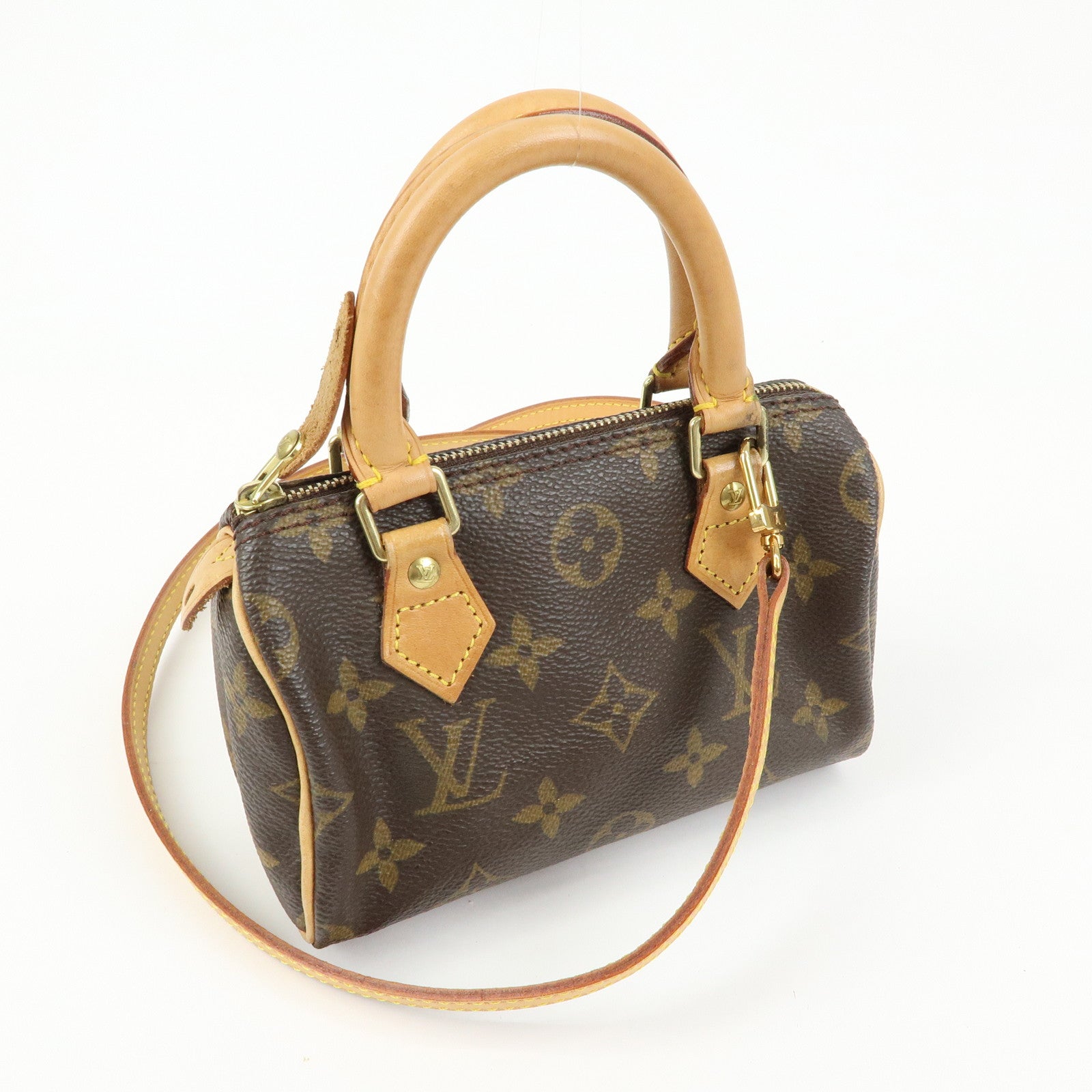 Louis Vuitton Monogram Mini Speedy Hand Shoulder Bag Brown M41534