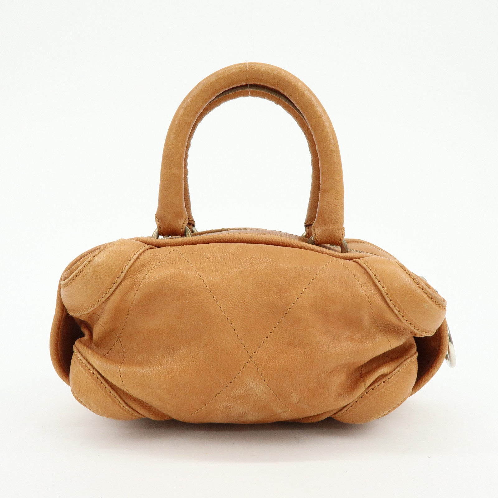 CHANEL COCO Mark Calf Leather Hand Bag Brown