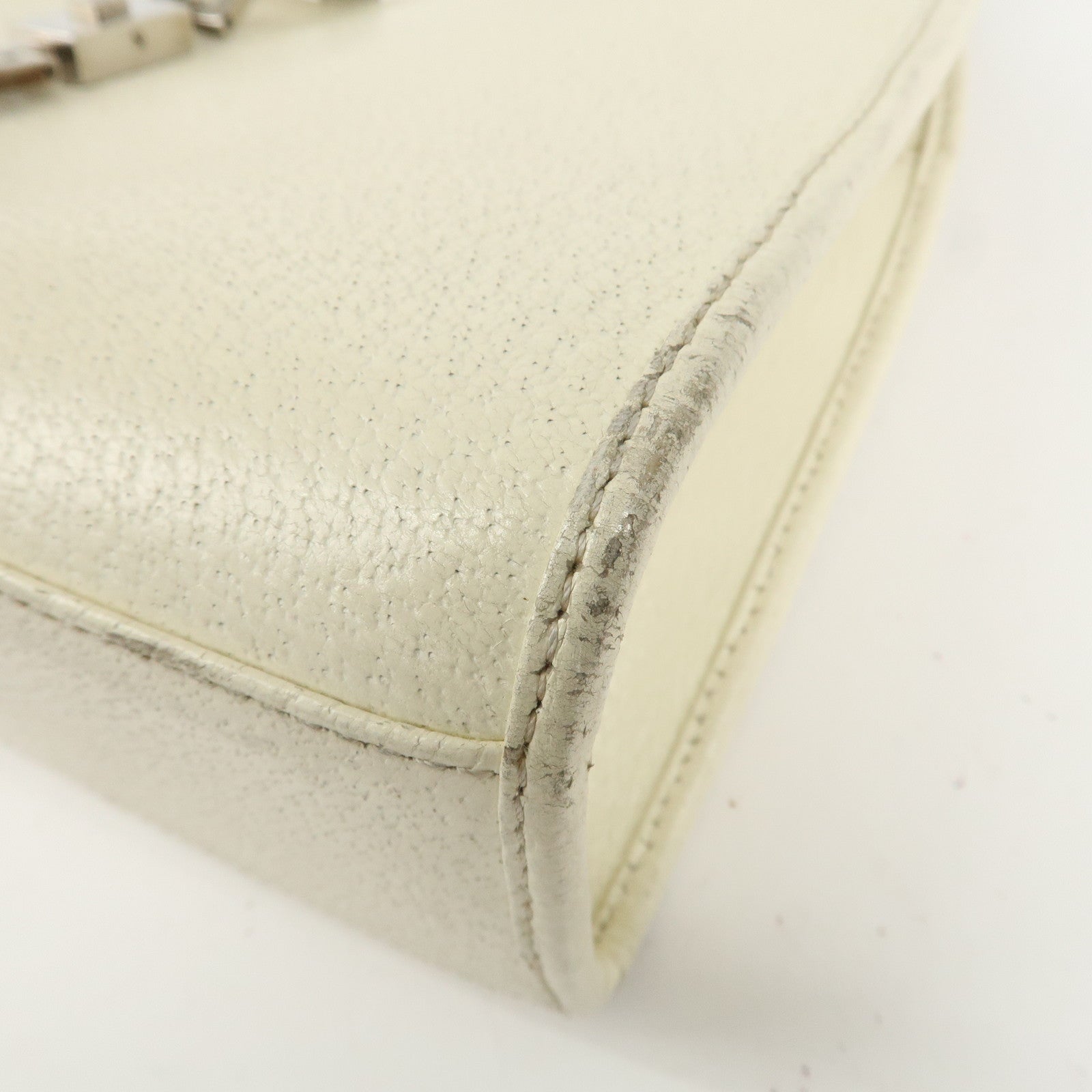 GUCCI Jackie Leather Shoulder Bag Hand Bag Ivory Silver HDW Used