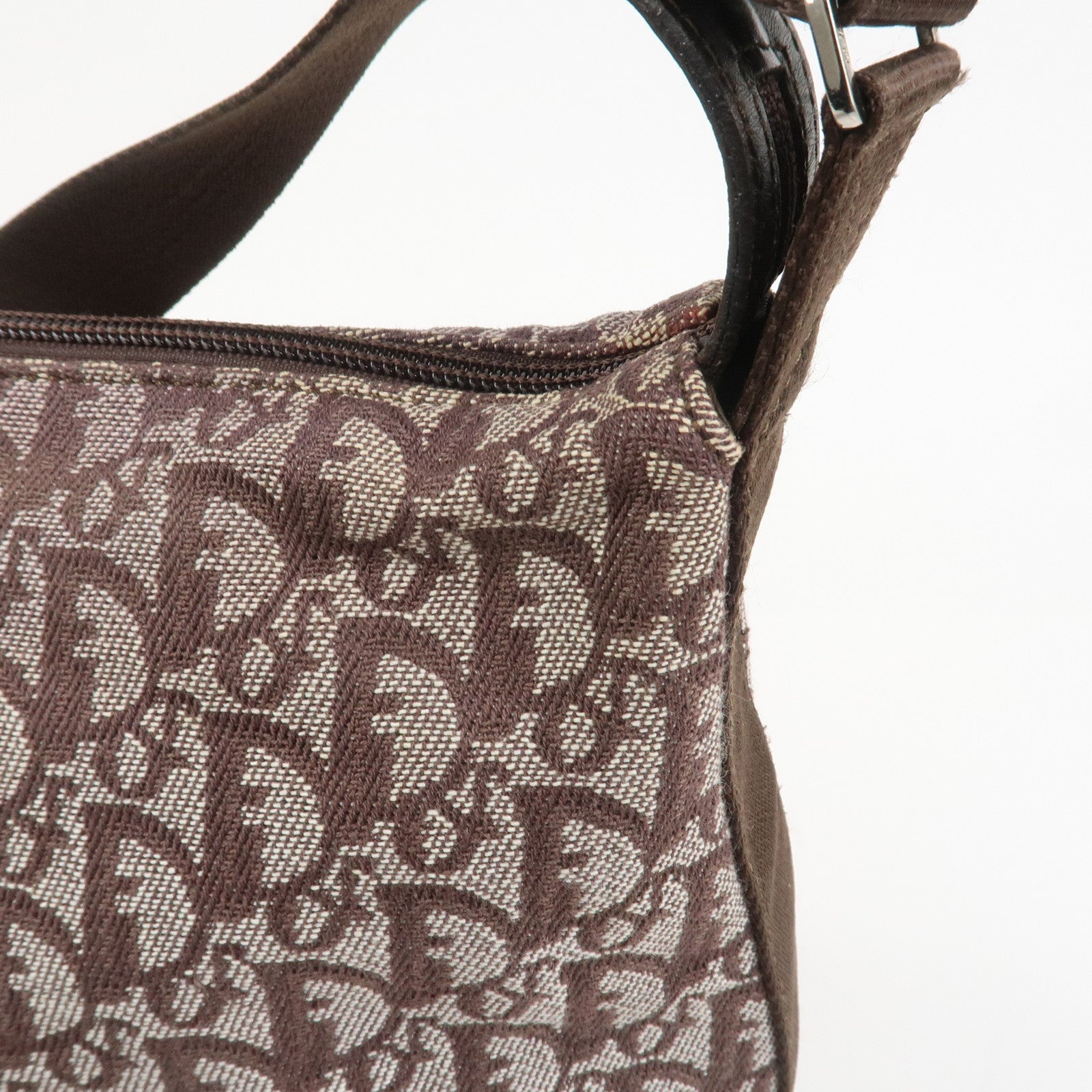 Christian Dior Trotter Jacguard Canvas Shoulder Crossbody Bag Brown