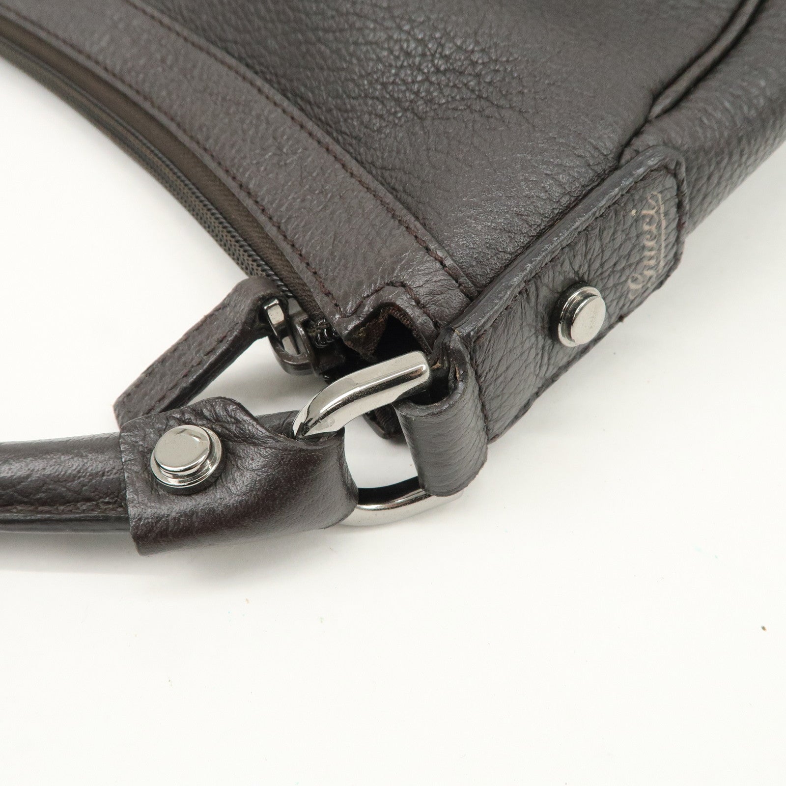 GUCCI Abbey Leather Shoulder Bag Hand Bag Dark Brown 293581 Used