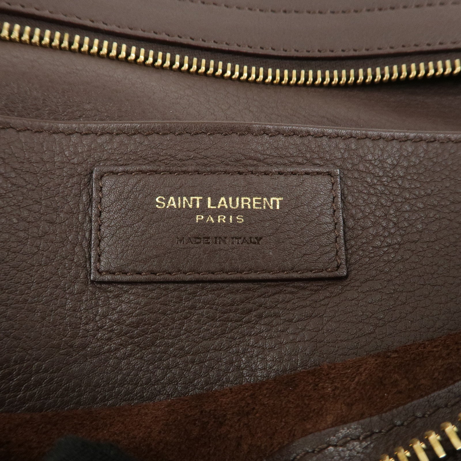 SAINT LAURENT Downtown Cabas Leather Suede 2WAY Bag Hand Bag Brown