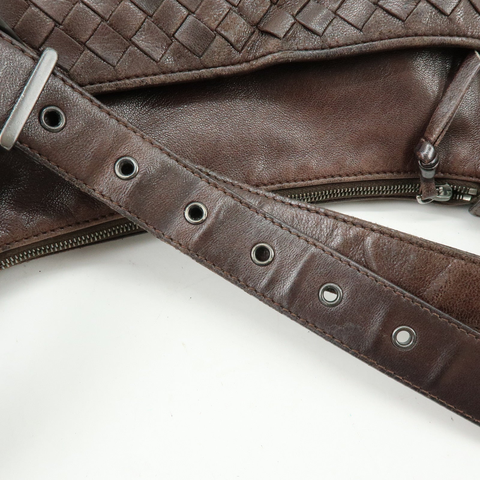 BOTTEGA VENETA Intrecciato Leather Shoulder Crossbody Bag Brown