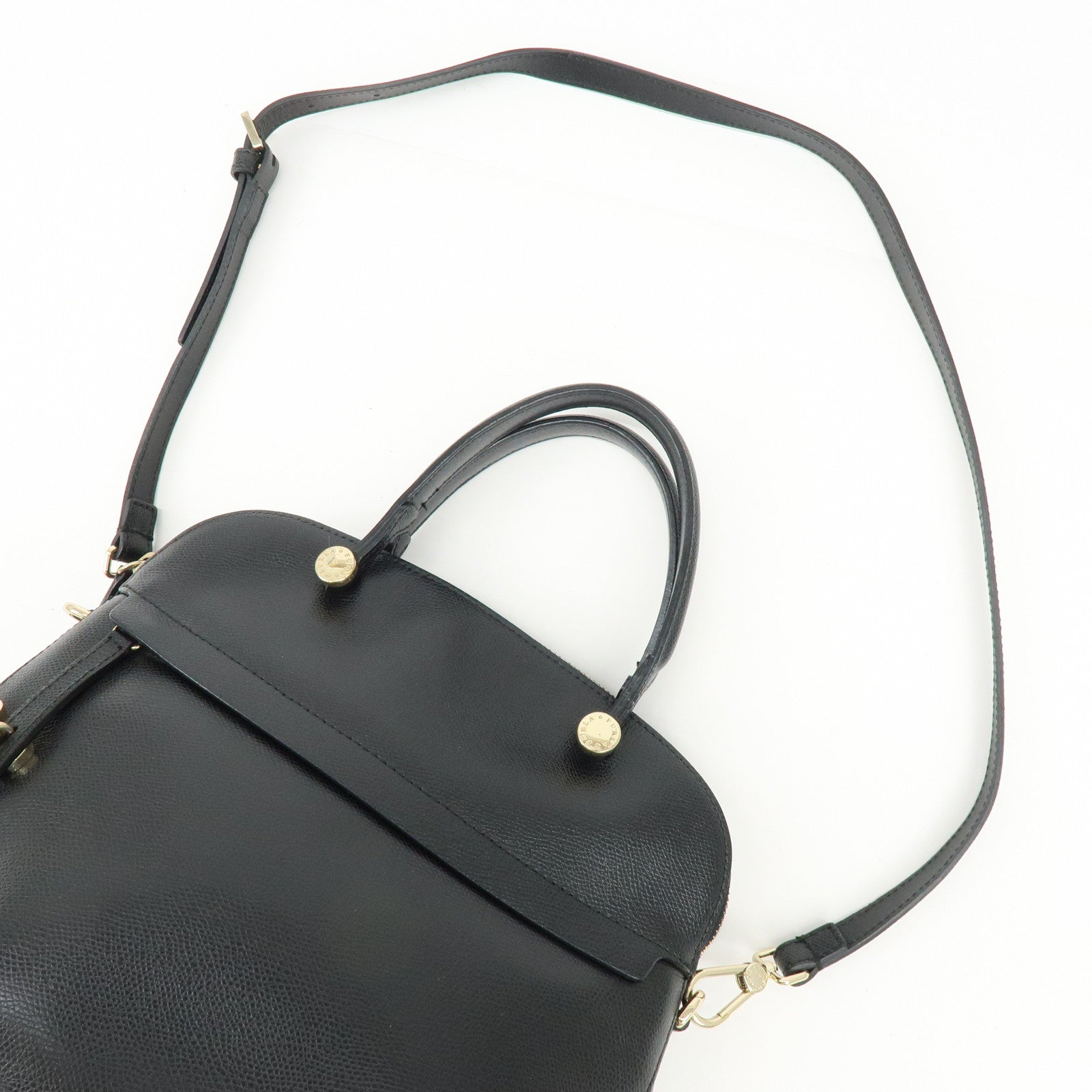 FURLA Set of 2 Leather 2Way Bag Hand Bag Shoulder Bag Black Blue