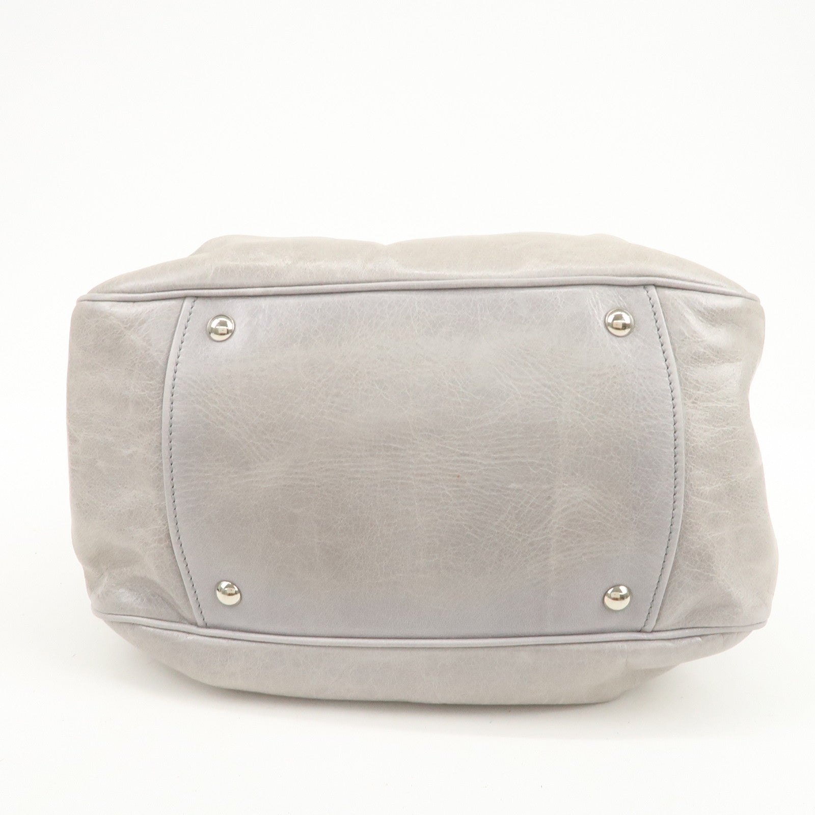 MIU MIU Vitello Lux 2Way Bag Hand Bag Shoulder Bag Gray RN0955