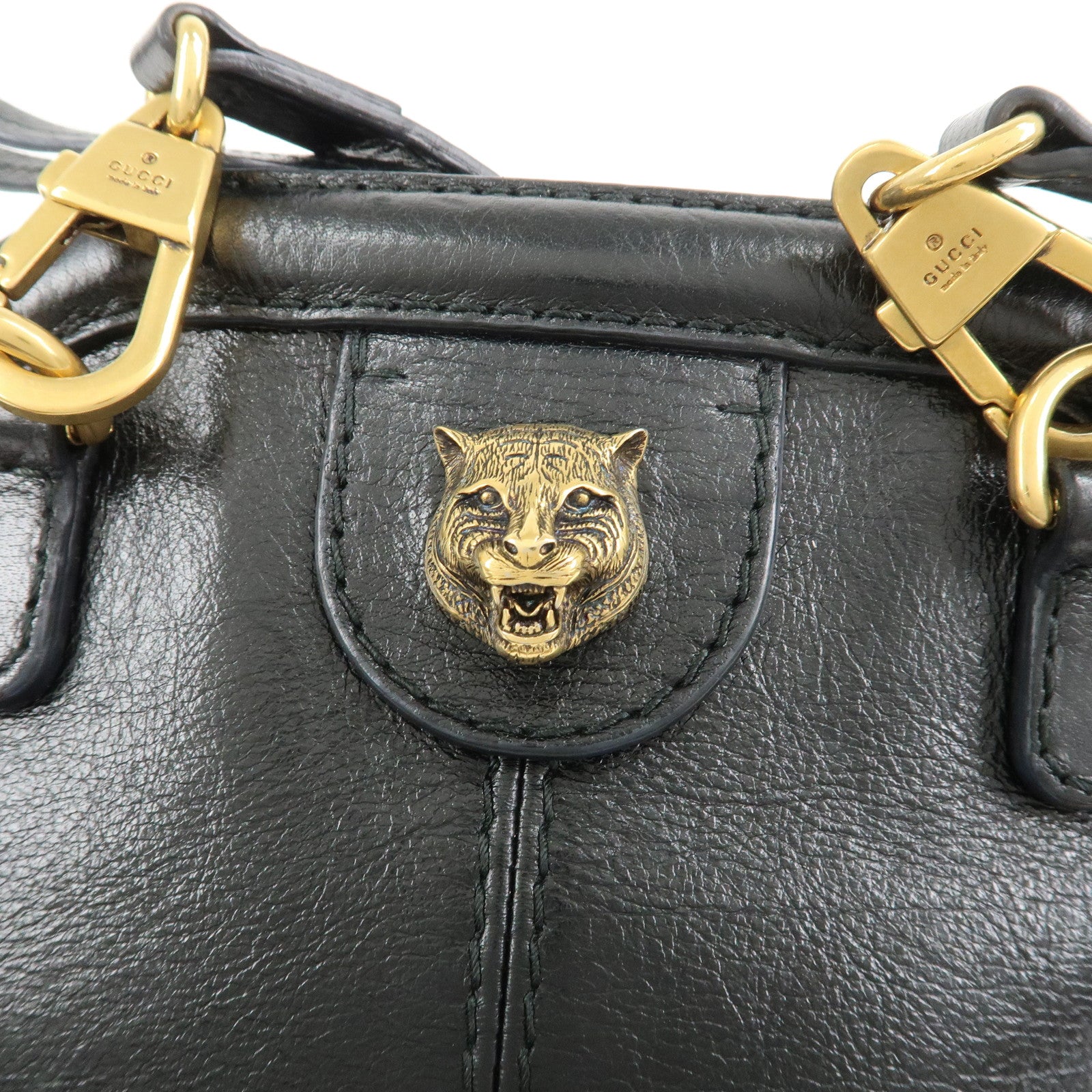 GUCCI Animalier Liber Small Cat Head Shoulder Bag Black 524620