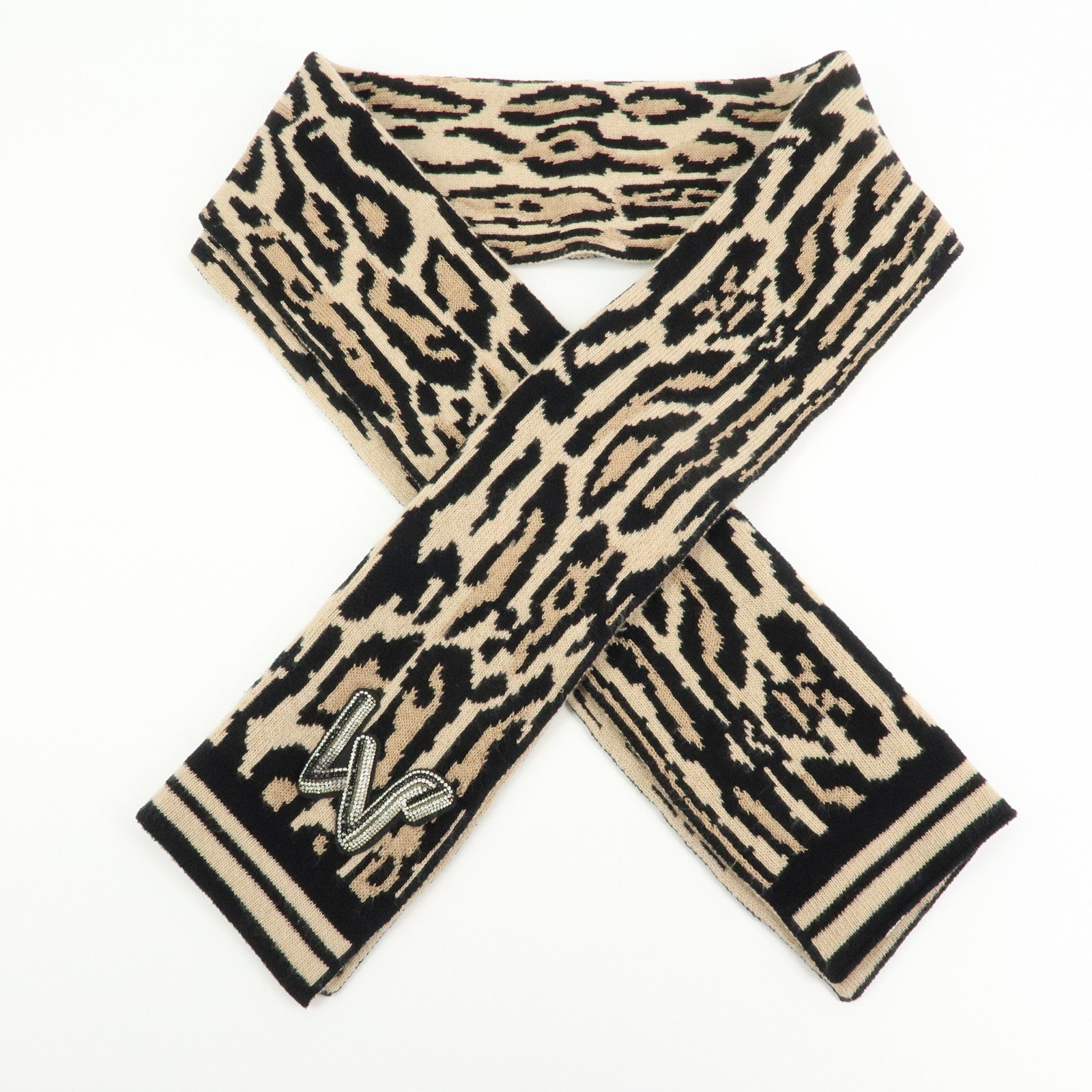 Louis Vuitton Écharpe Léogram Wool Rayon Cashmere Scarf Leoard
