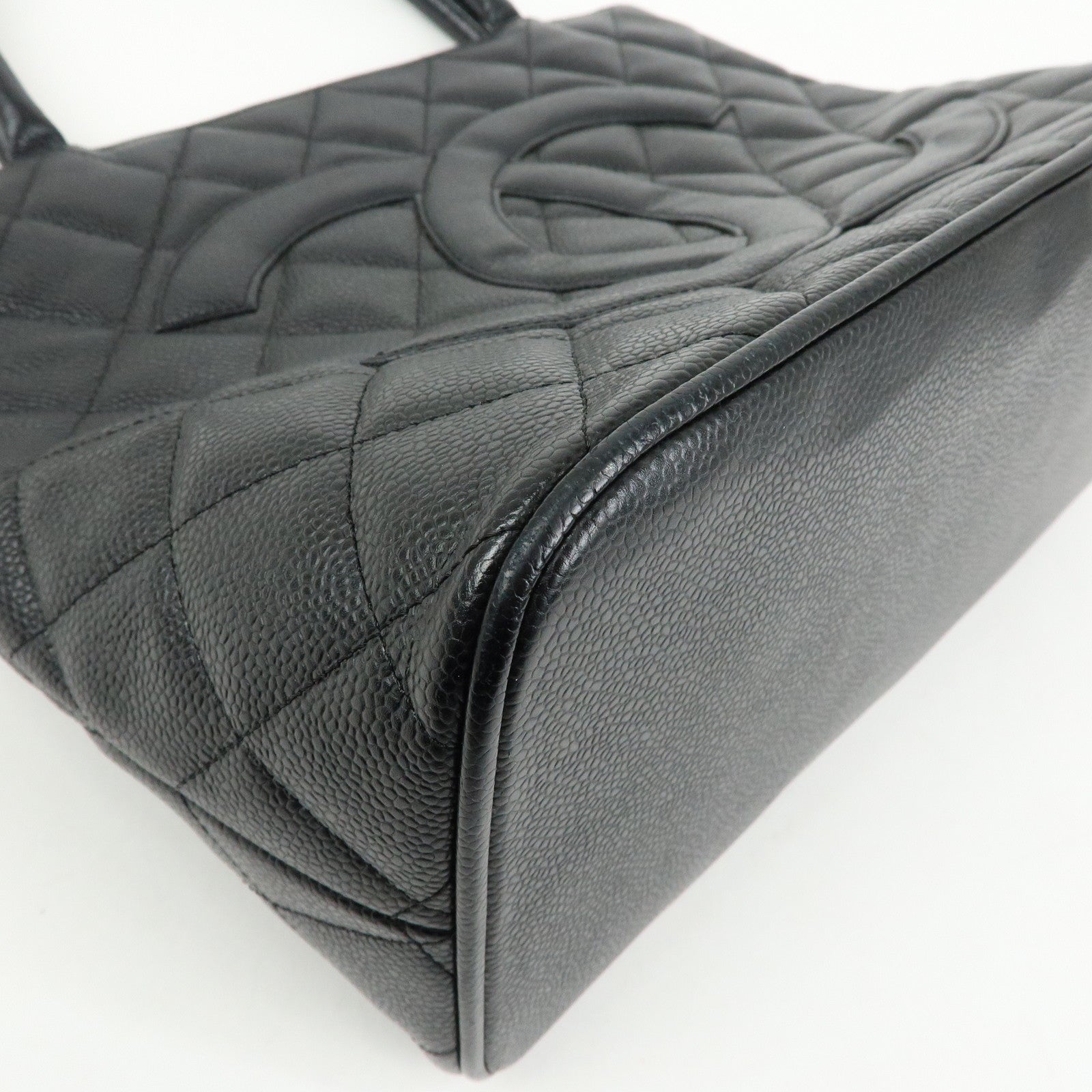 CHANEL Matelasse COCO Mark Medallion Caviarskin Tote Bag A01804