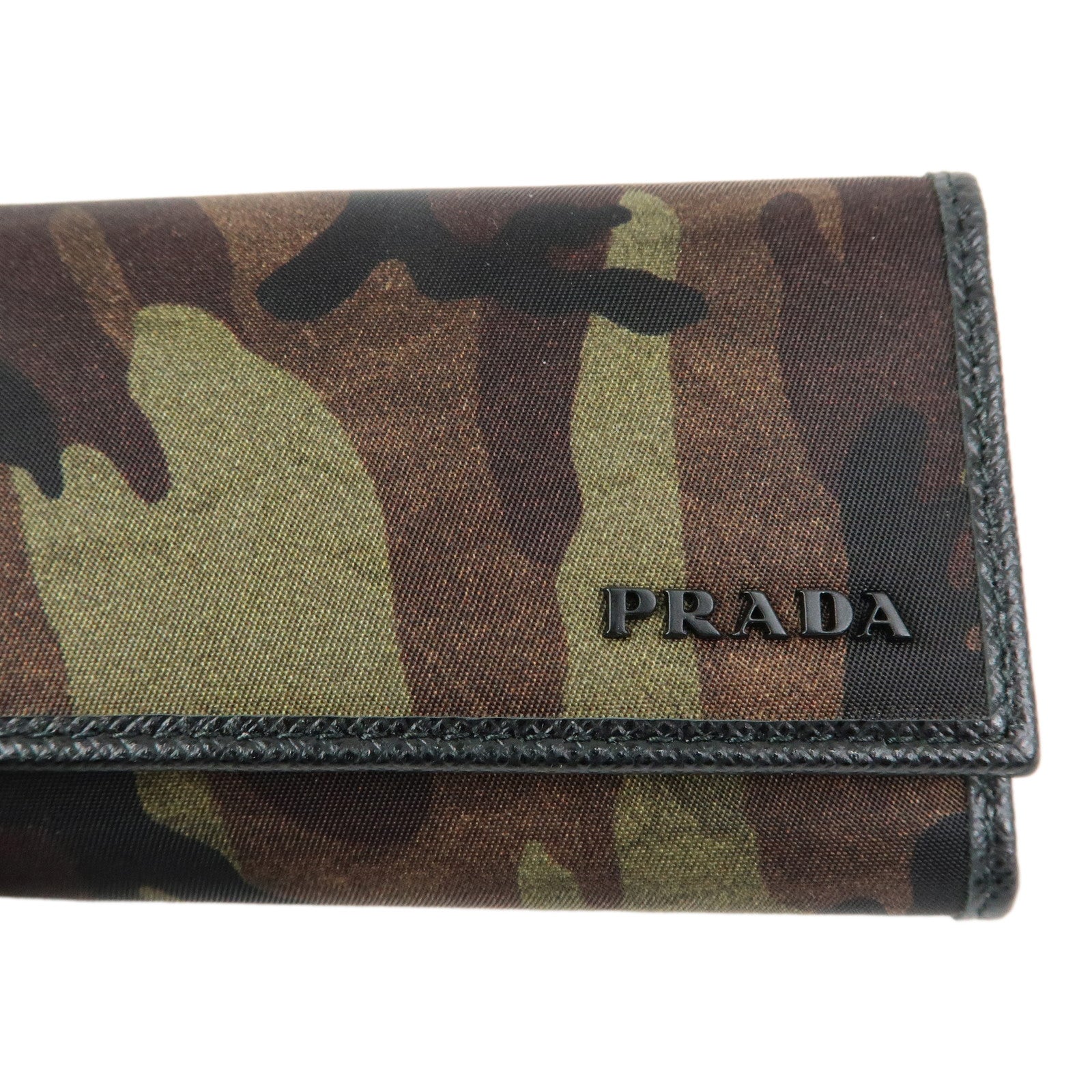PRADA Nylon Leather 6 Ring Key Case Green Black 1PG222
