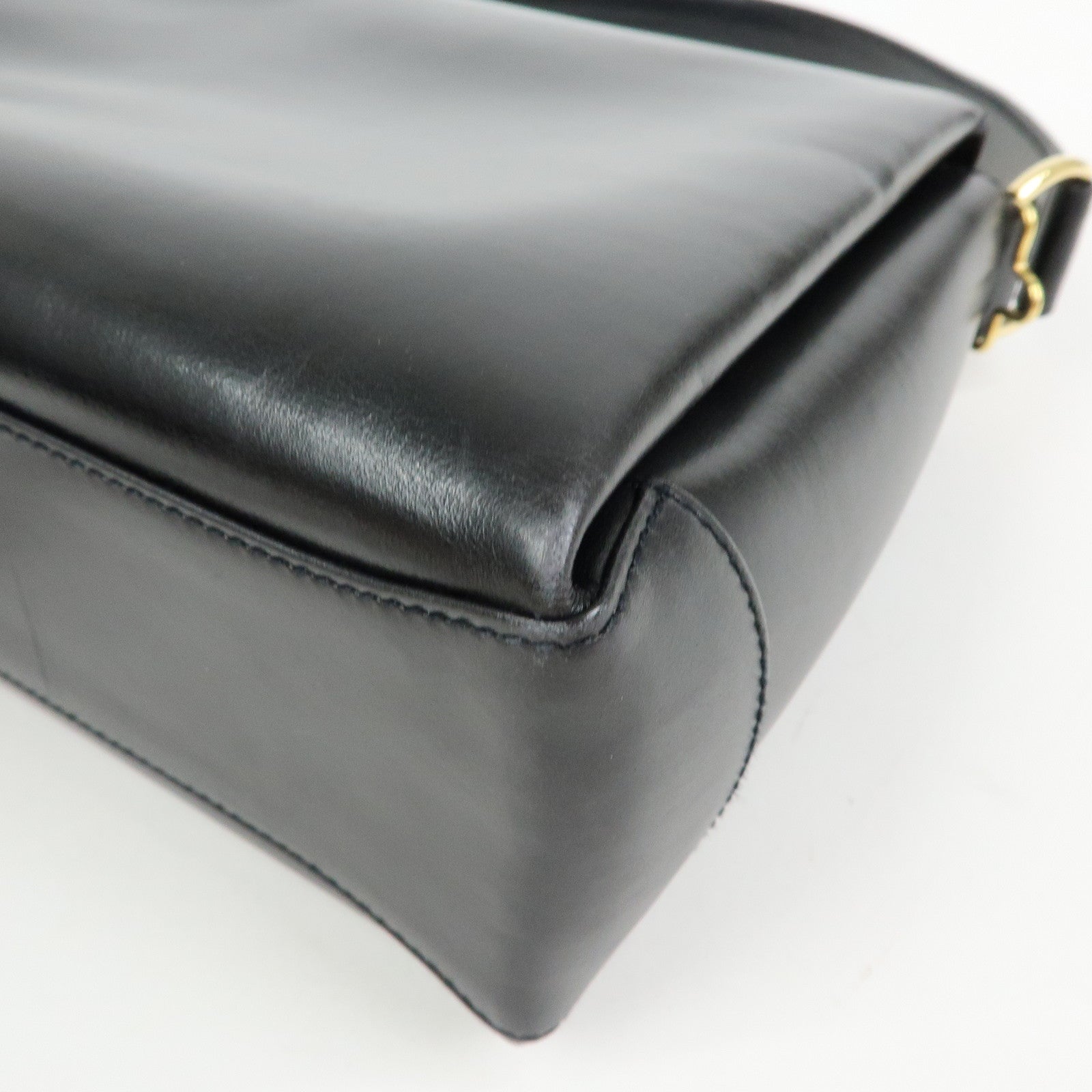 GUCCI Bamboo Leather Hand Bag Shoulder Bag Black 000・33・0175