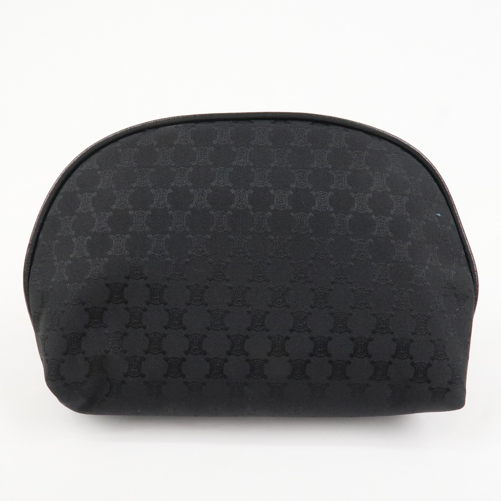 CELINE Macadam Nylon Cosmetic Pouch Logo Plate Black