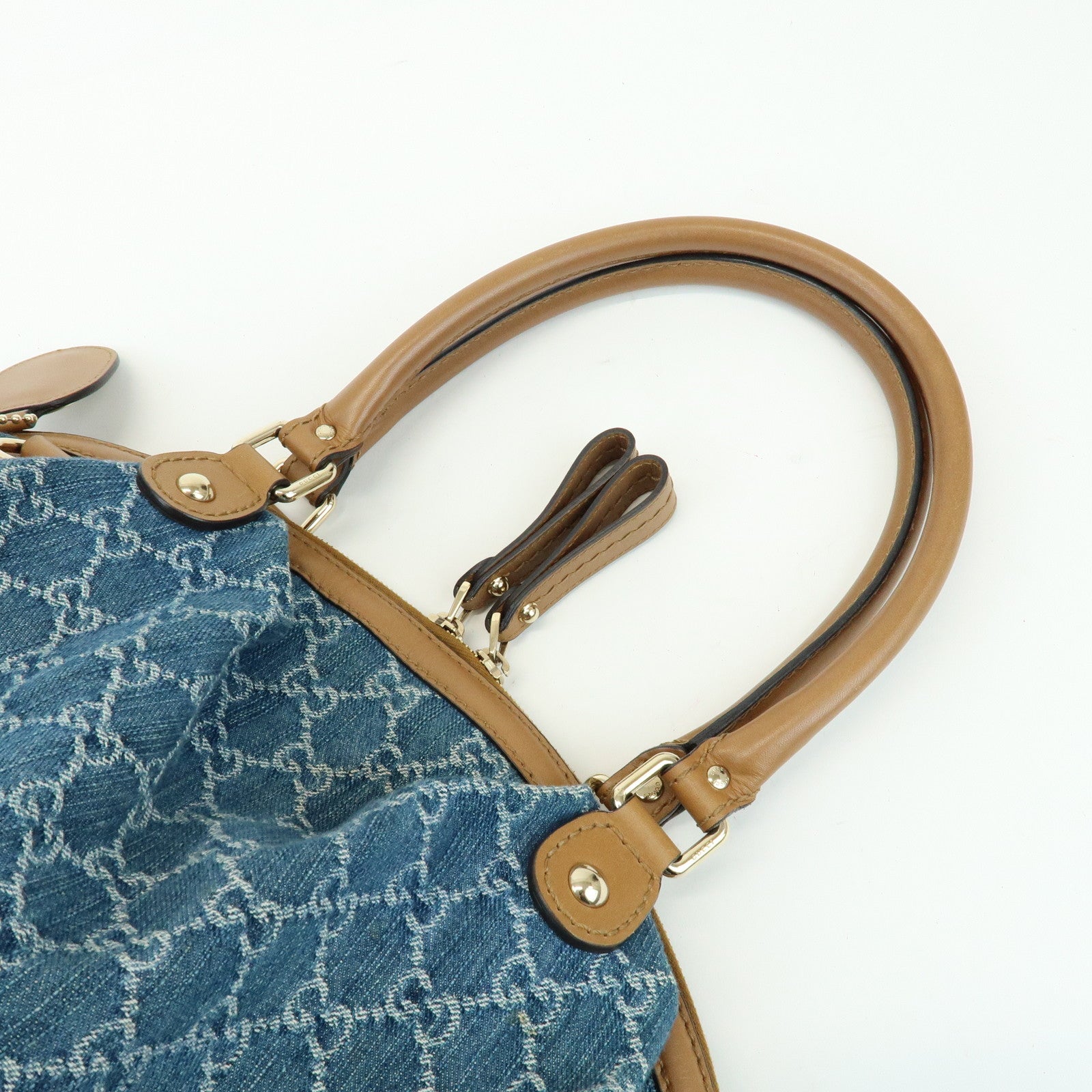 GUCCI Sukey Interlocking G Denim 2Way Hand Shoulder Bag Blue 223974