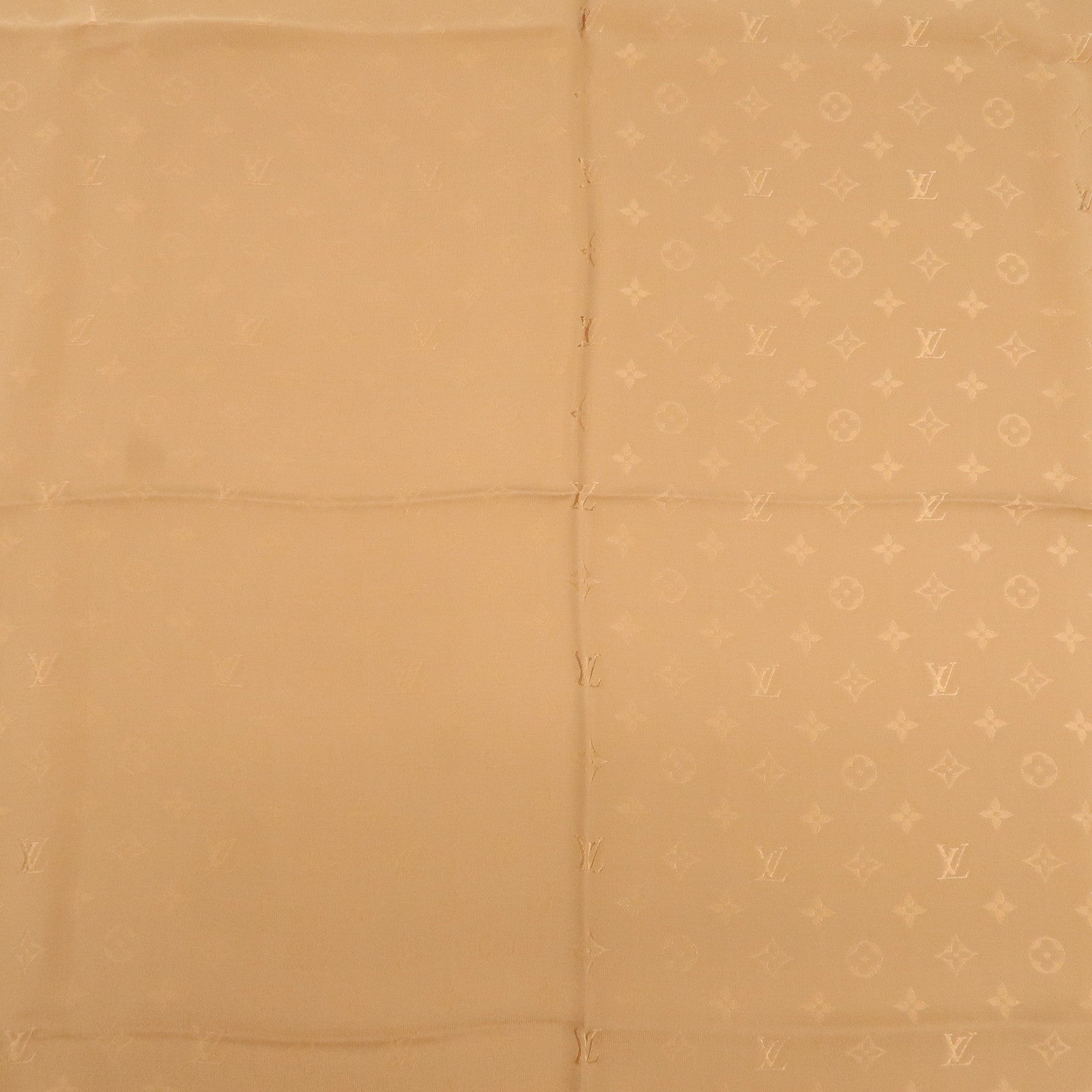 Louis Vuitton Monogram Logo Silk 100％ Scarf Caramel