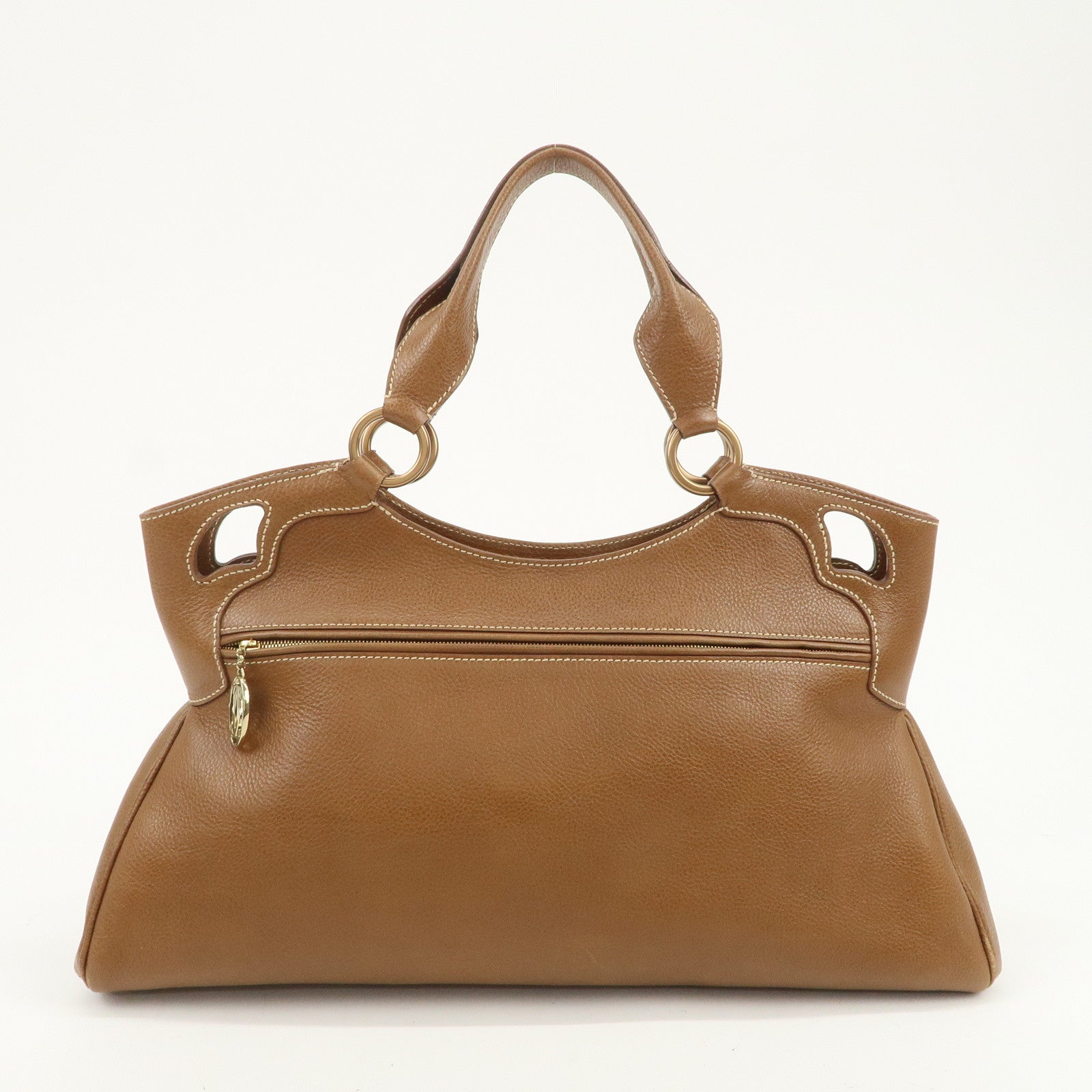 Cartier Must Line Marcello Leather Hand Bag Tote Bag Brown