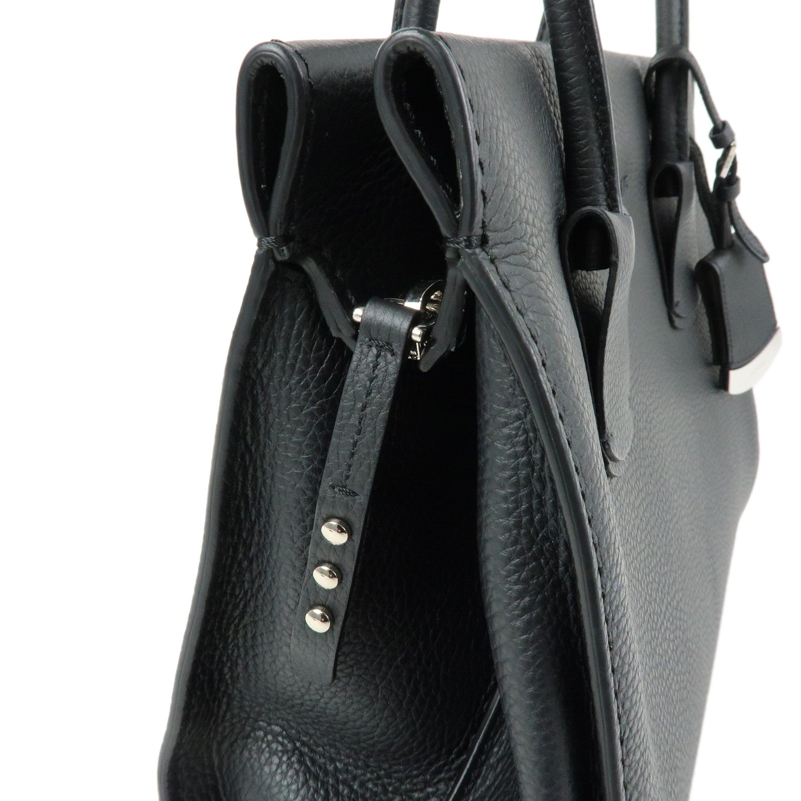 TOD’S Leather Tote Bag Hand Bag Black
