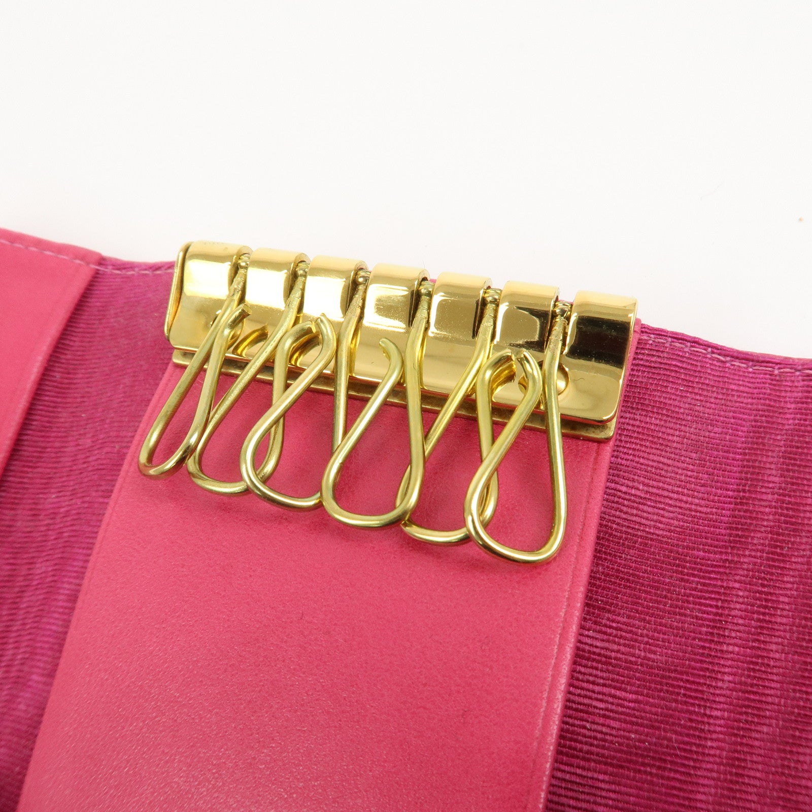 CHANEL COCO Mark Caviarskin 6 Rings Key Case Key Holder Pink A01439