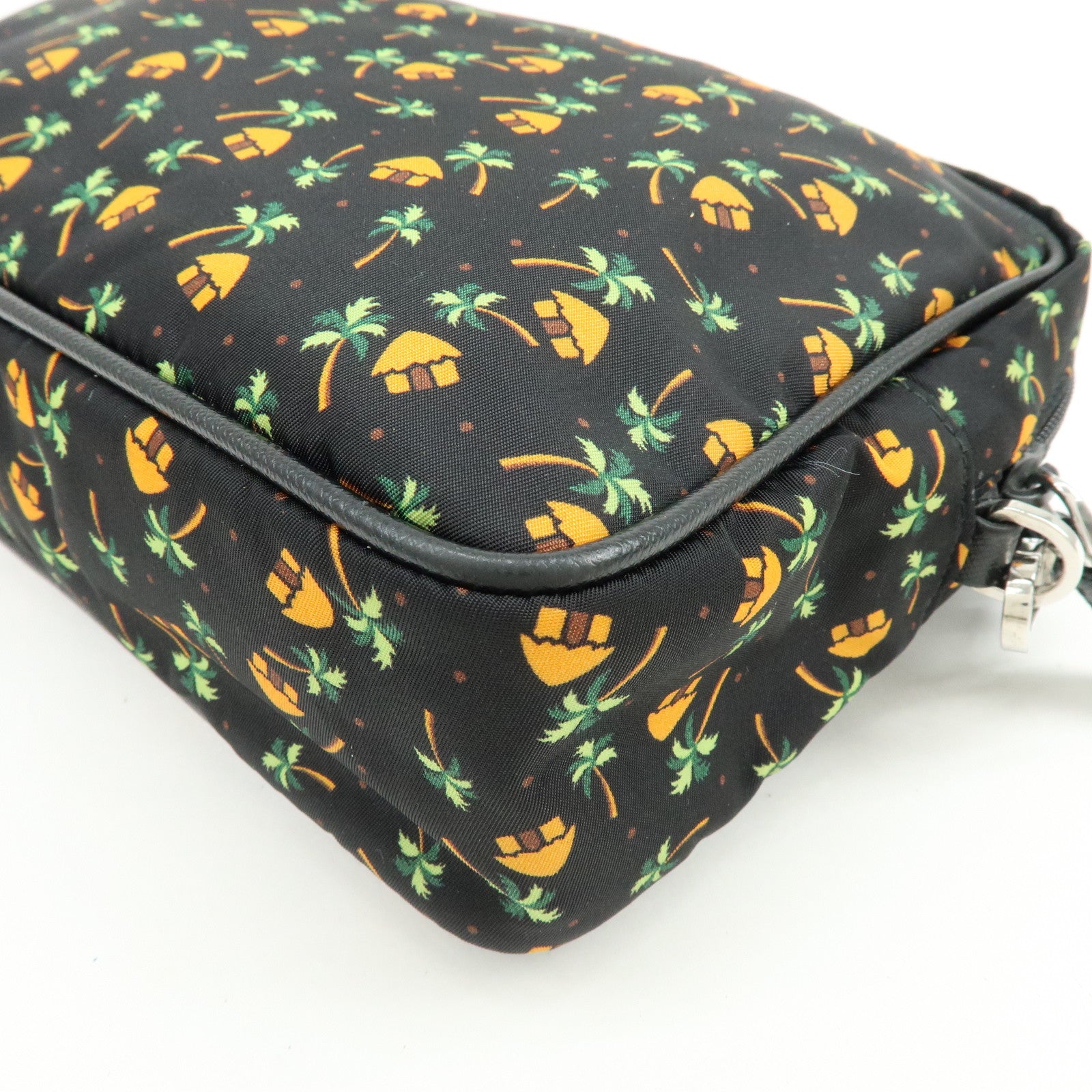 PRADA Triangle Logo Nylon Saffiano Leather Cosmetic Pouch 2NE007