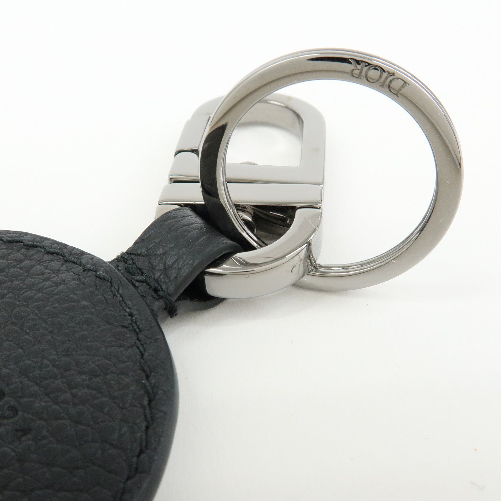 Christian Dior Grained Calf Leather D-Touch Key Ring Bag Charm