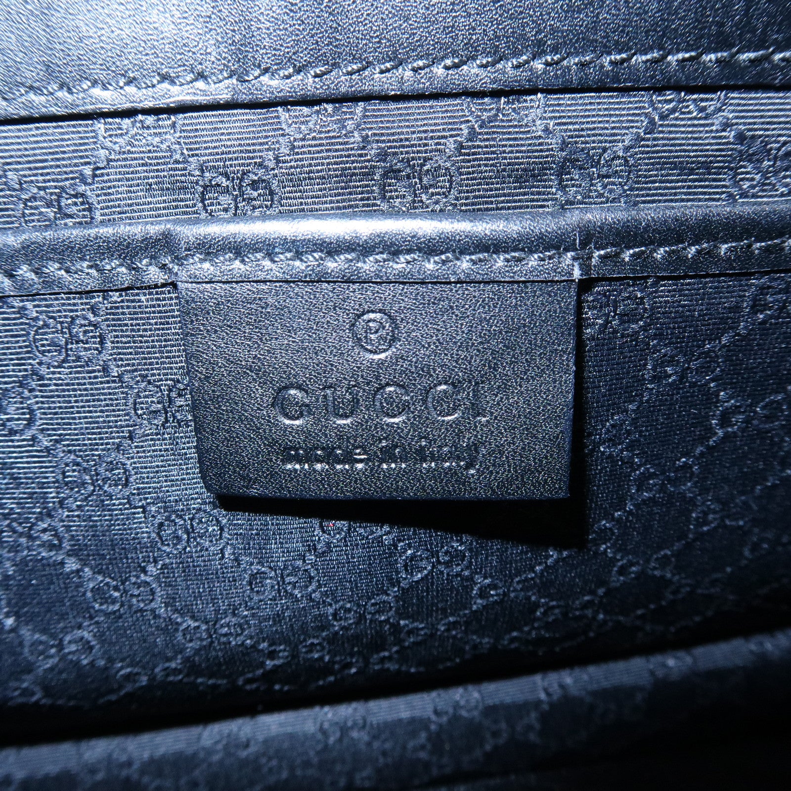 GUCCI Logo Plate Leather Hand Shoulder Bag Black 001・4279・204990
