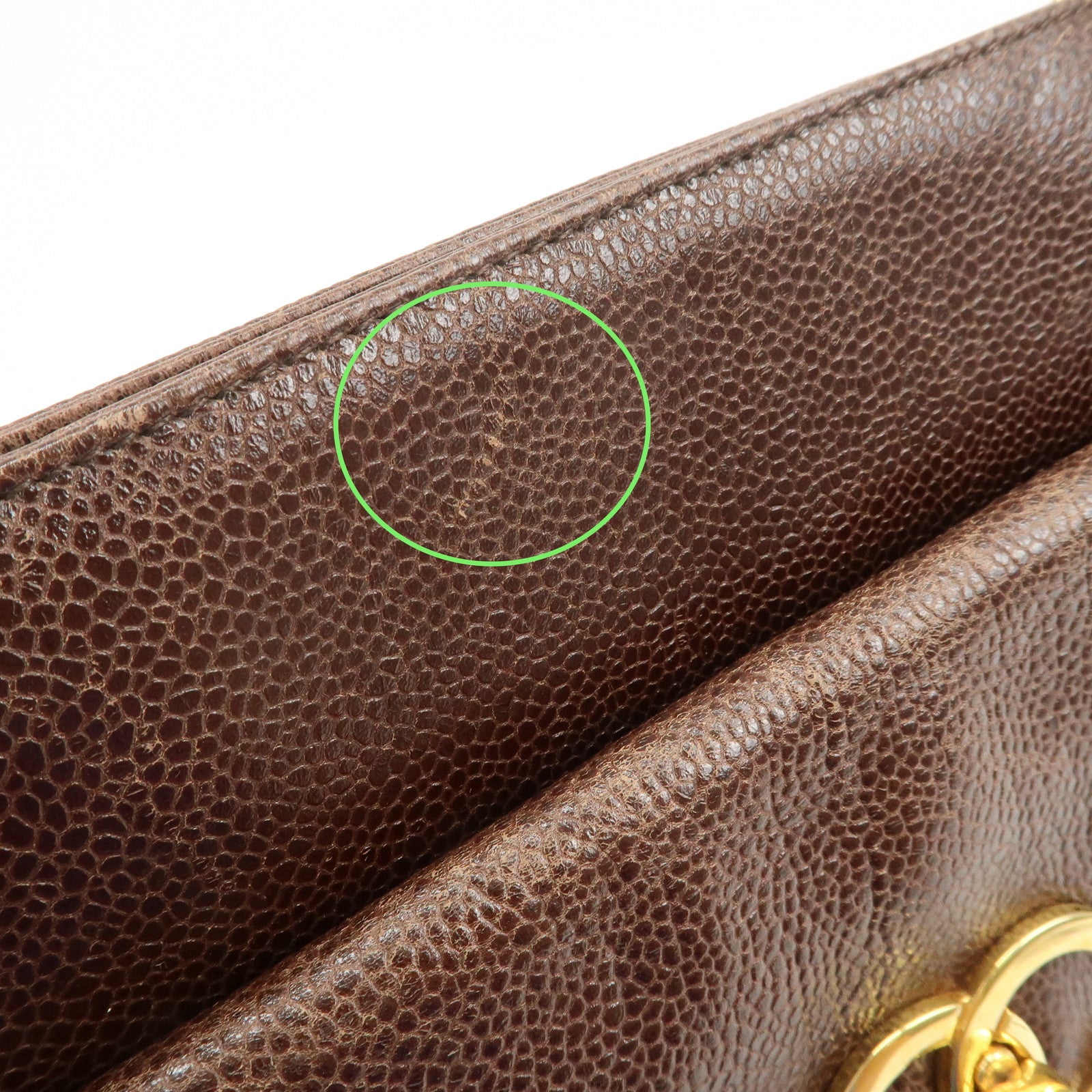 CHANEL COCO Mark Caviarskin Shoulder Bag Brown Gold