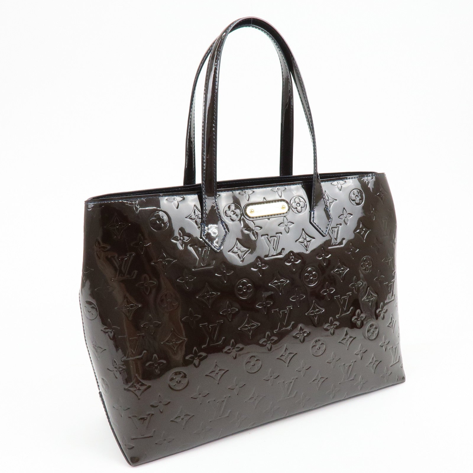 Louis Vuitton Monogram Vernis Wilshire GM Tote Bag Bleu Nuit M91442