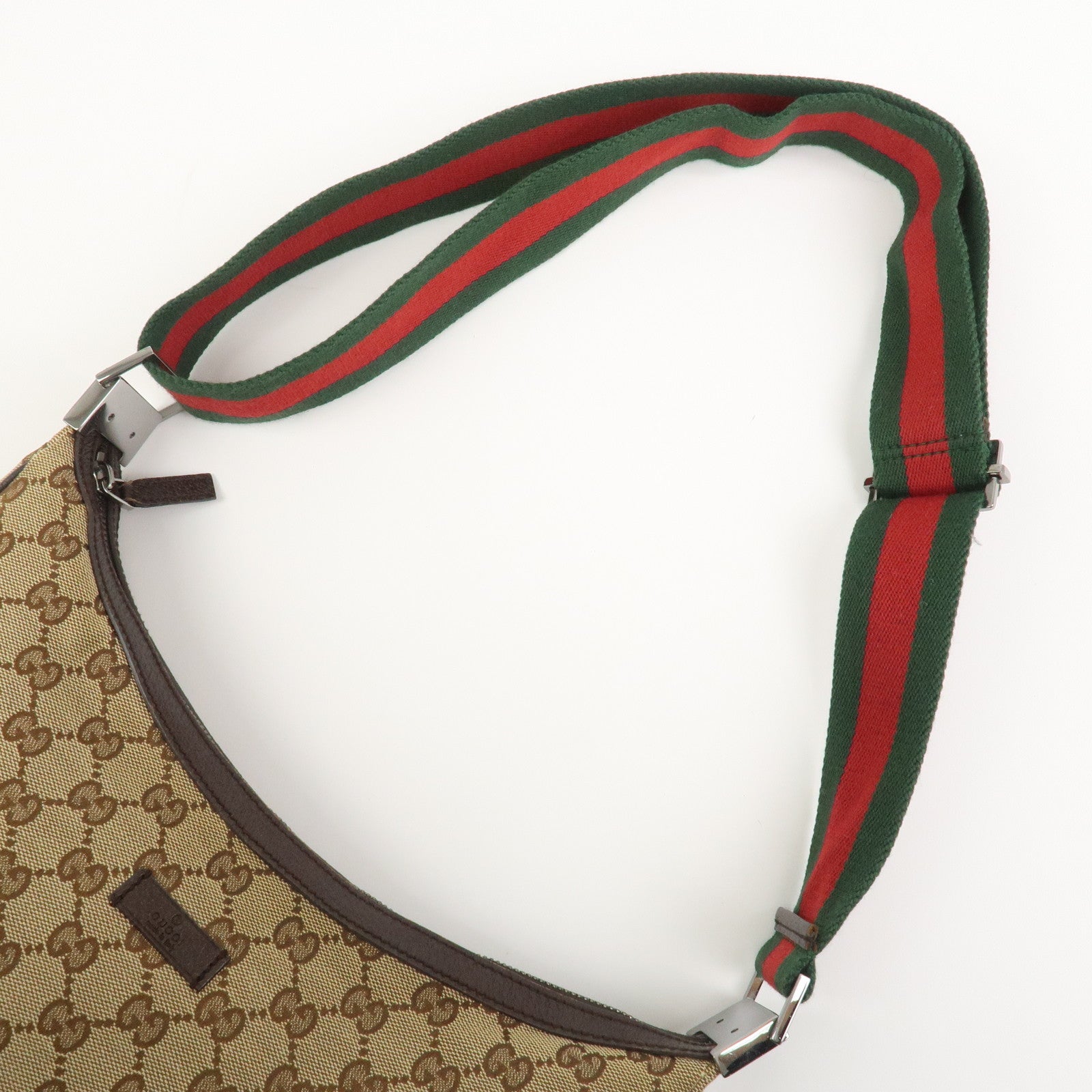 GUCCI Sherry GG Canvas Leather Shoulder Bag Beige Brown 122790