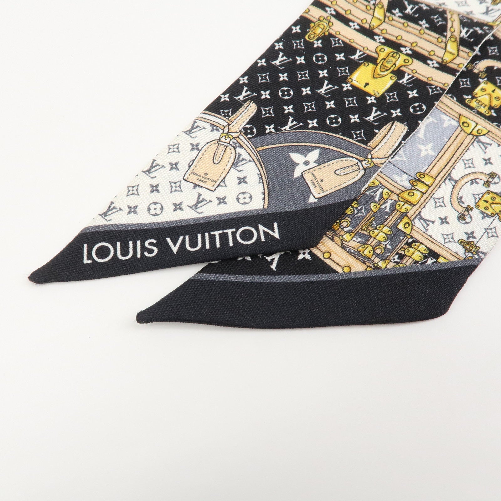 Louis Vuitton Bandeau BB Let's Go Silk 100% Scarf Black M76442