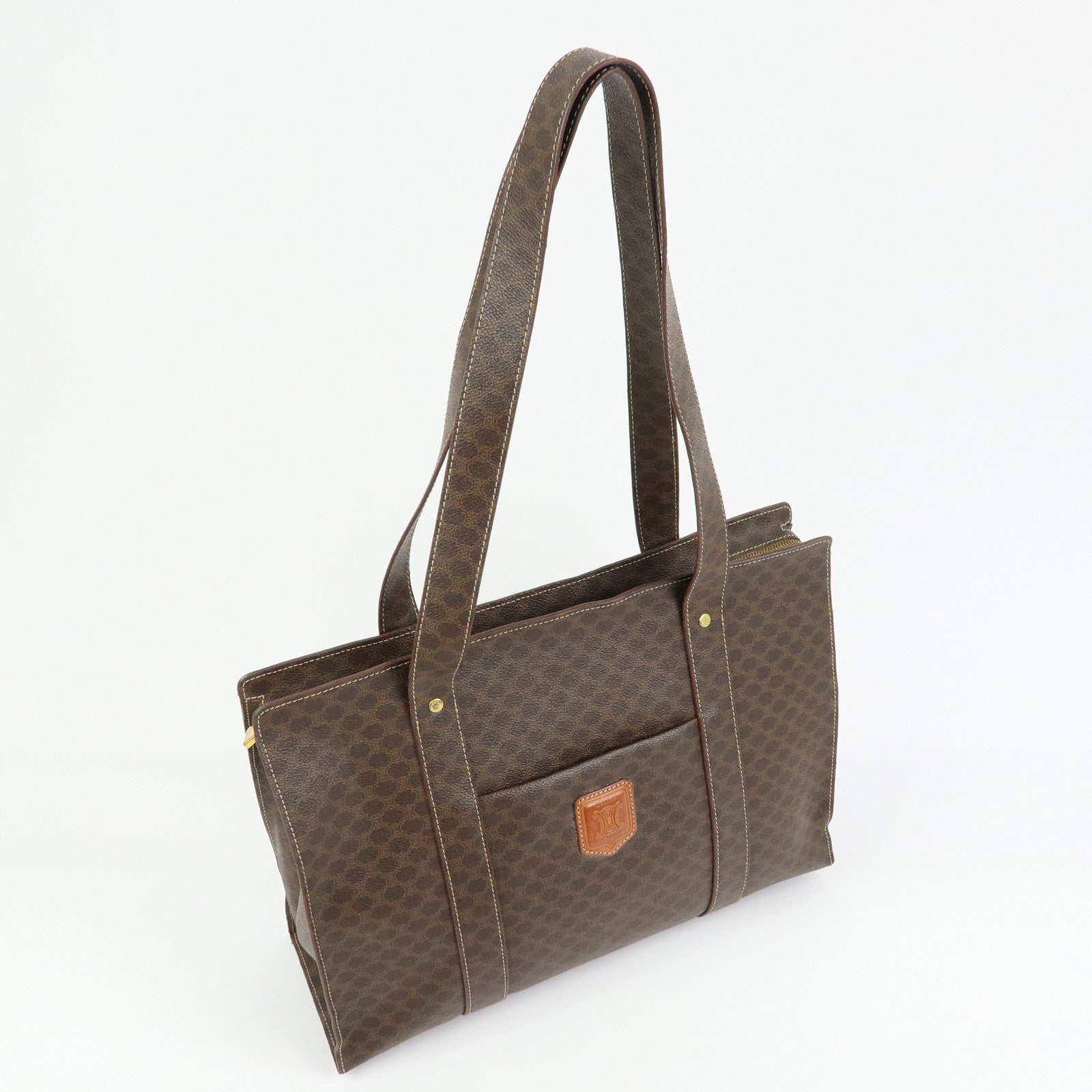 CELINE Macadam PVC Leather Tote Bag Shoulder Bag Brown