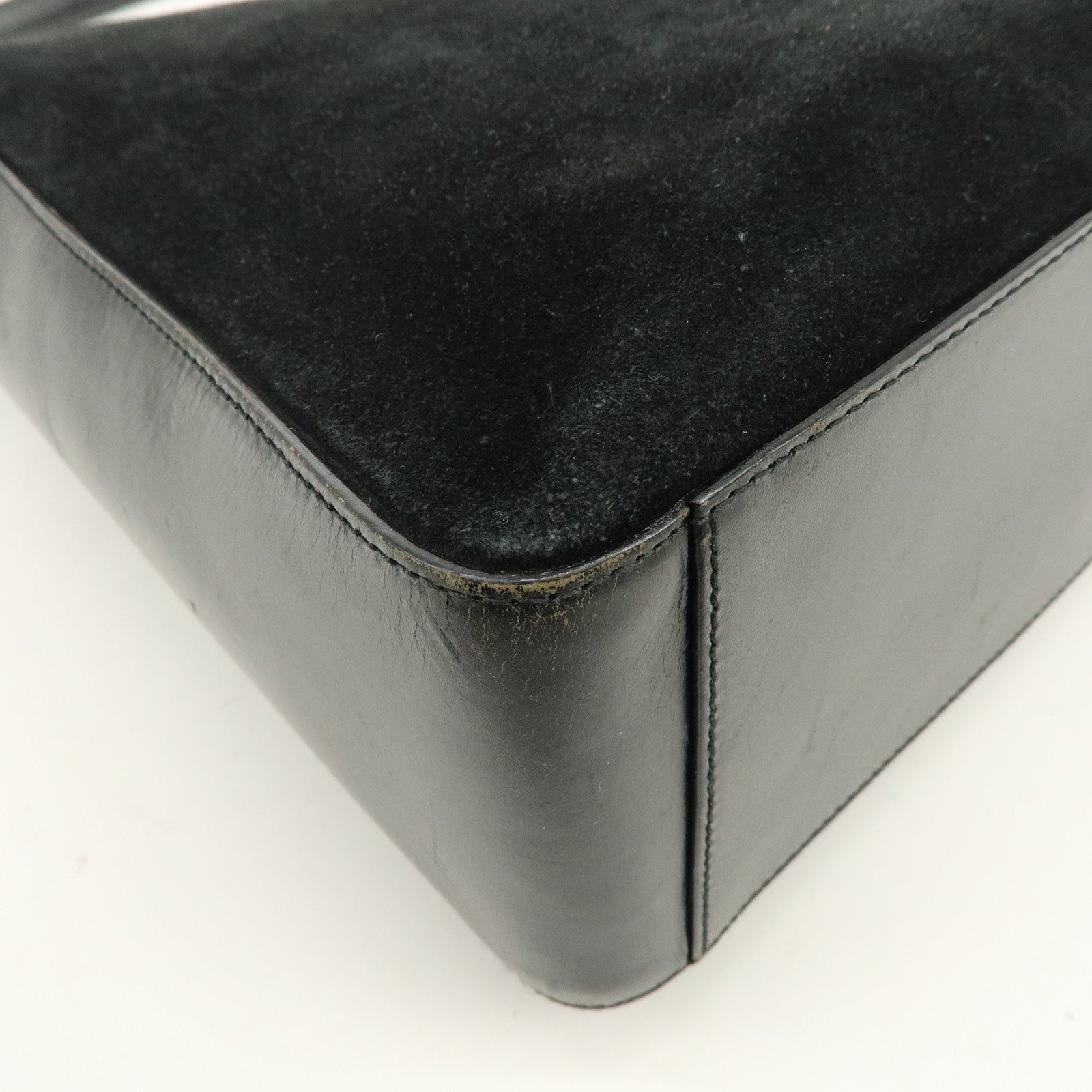 GUCCI Suede Leather Shoulder Bag Hand Bag Black 001・3770・0021222