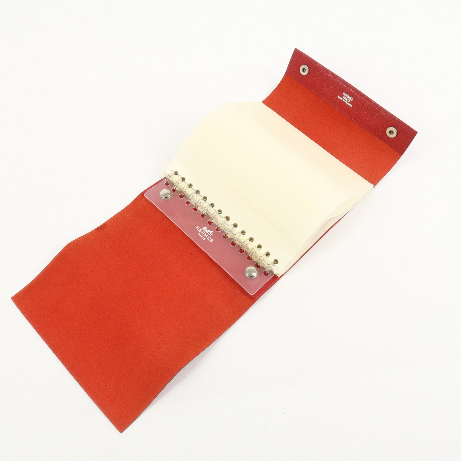 HERMES Cahier Rouleaul Leather Notebook Cover Red