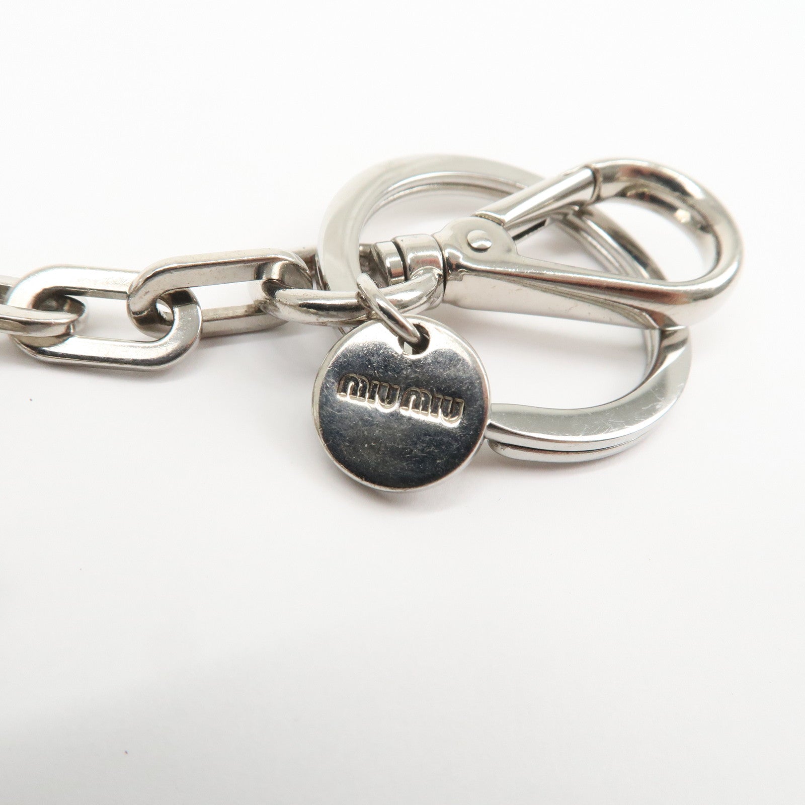 MIU MIU Metal Rhinestone Imitation Pear Heart Bag Charm Key Chain