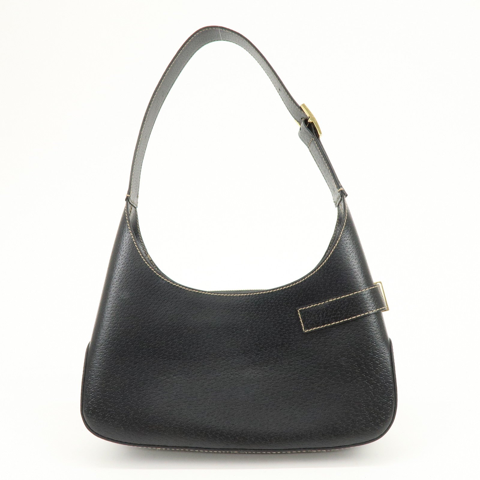 Ferragamo Gancini Leather Shoulder Bag Hand Bag Black