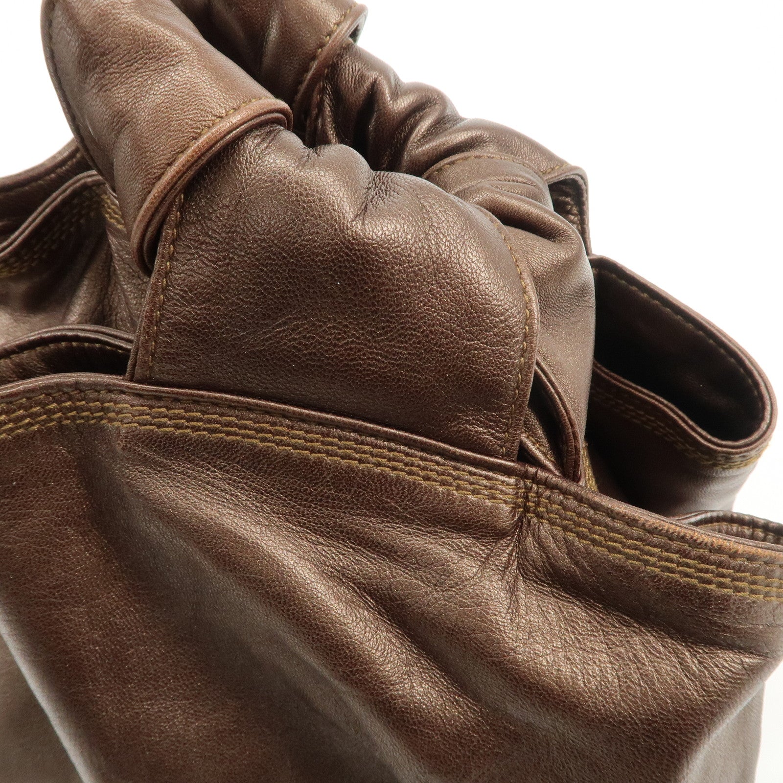 LOEWE Anagram Leather Nappa Aire Hand Bag Tote Bag Brown Used