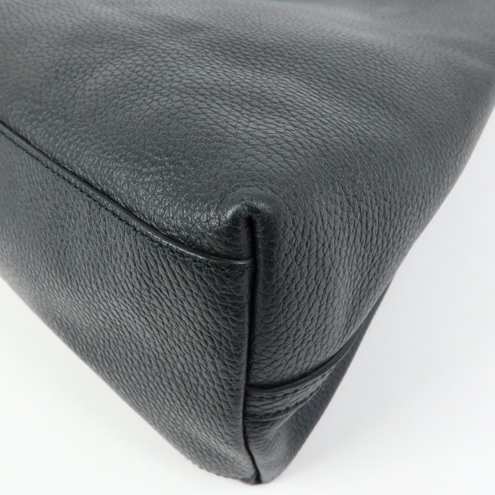 GUCCI Logo Leather Tote Bag Shoulder Bag Black 380118