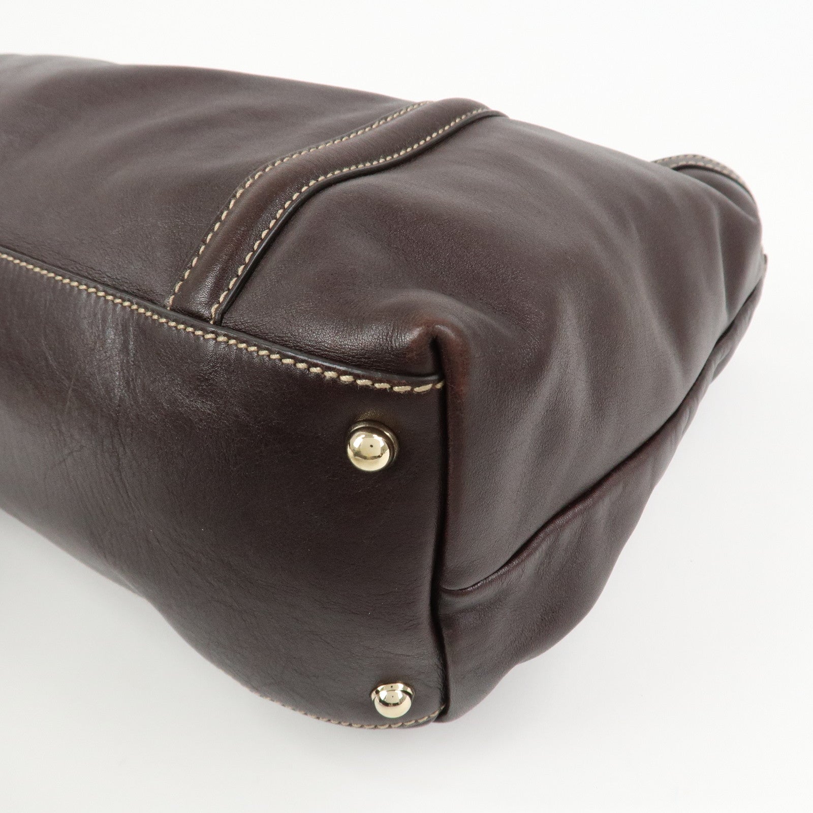 GUCCI Interlocking G Sherry Leather Shoulder Bag Dark Brown 162094