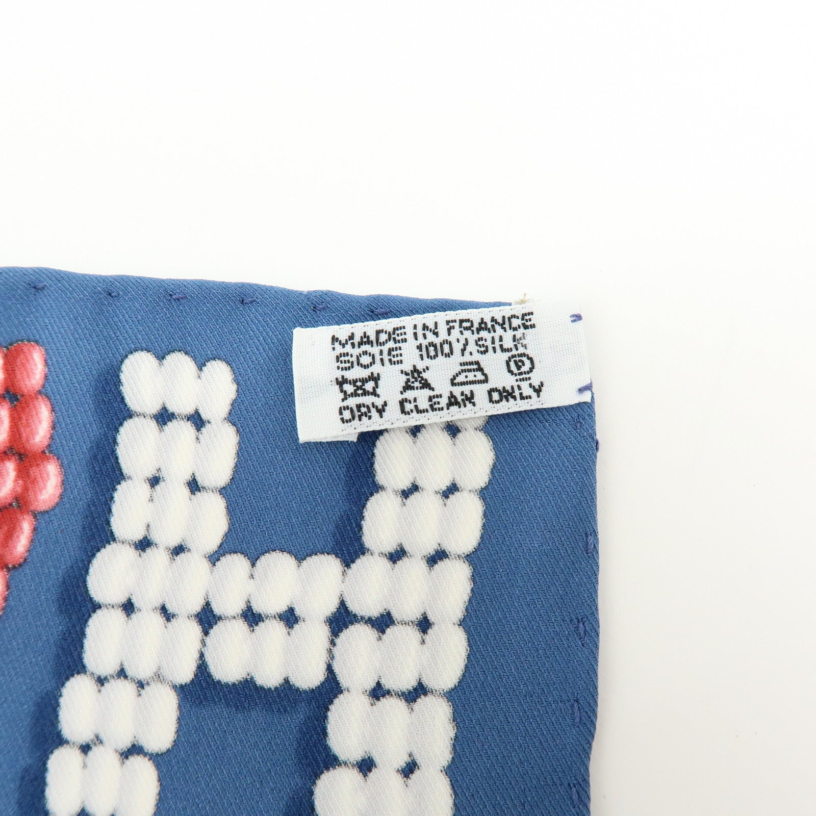 HERMES Carre 65 Silk 100% Scarf KELLY EN PERLES Pearl Print Blue