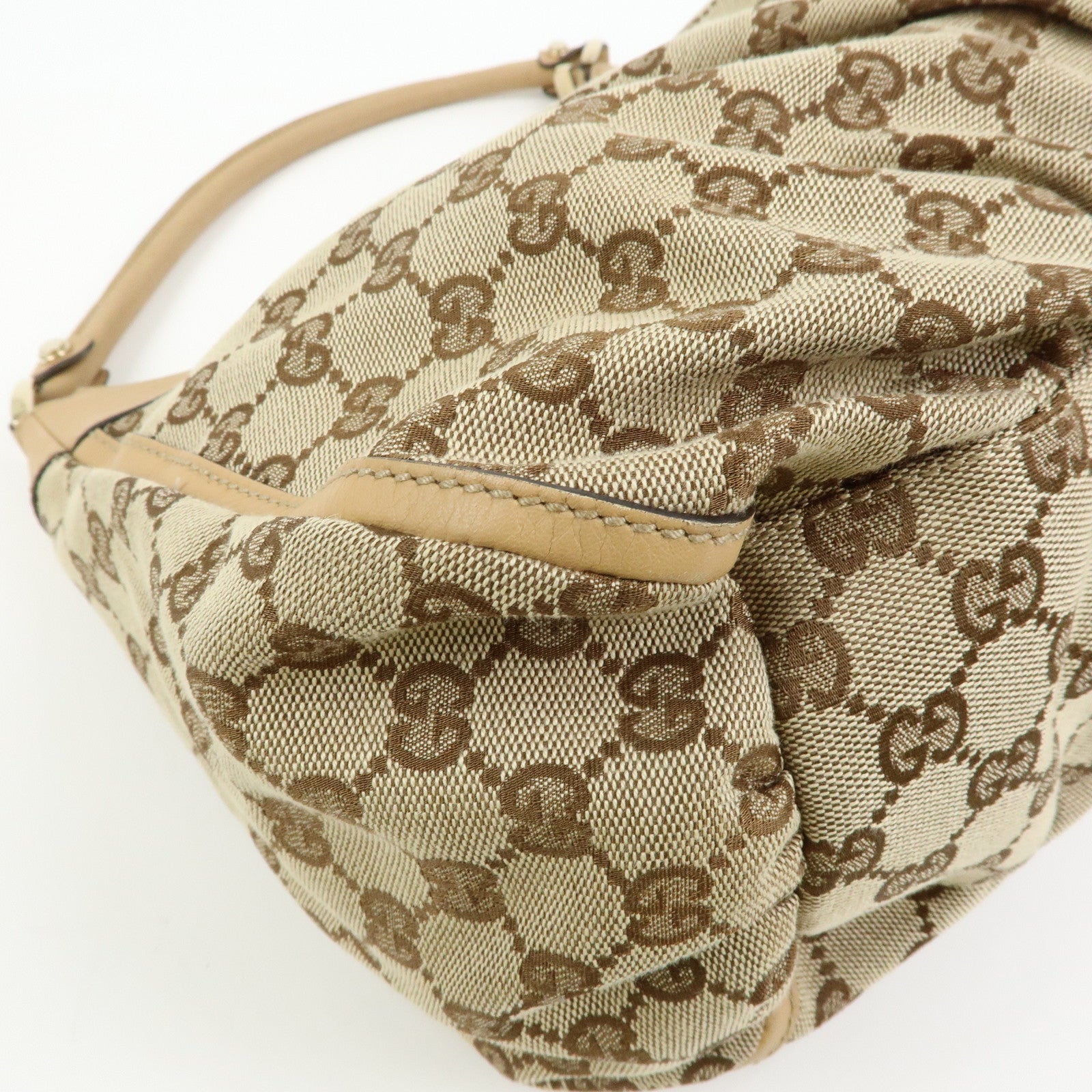 GUCCI Abbey GG Canvas Leather Shoulder Bag Hand Bag Brown 189833