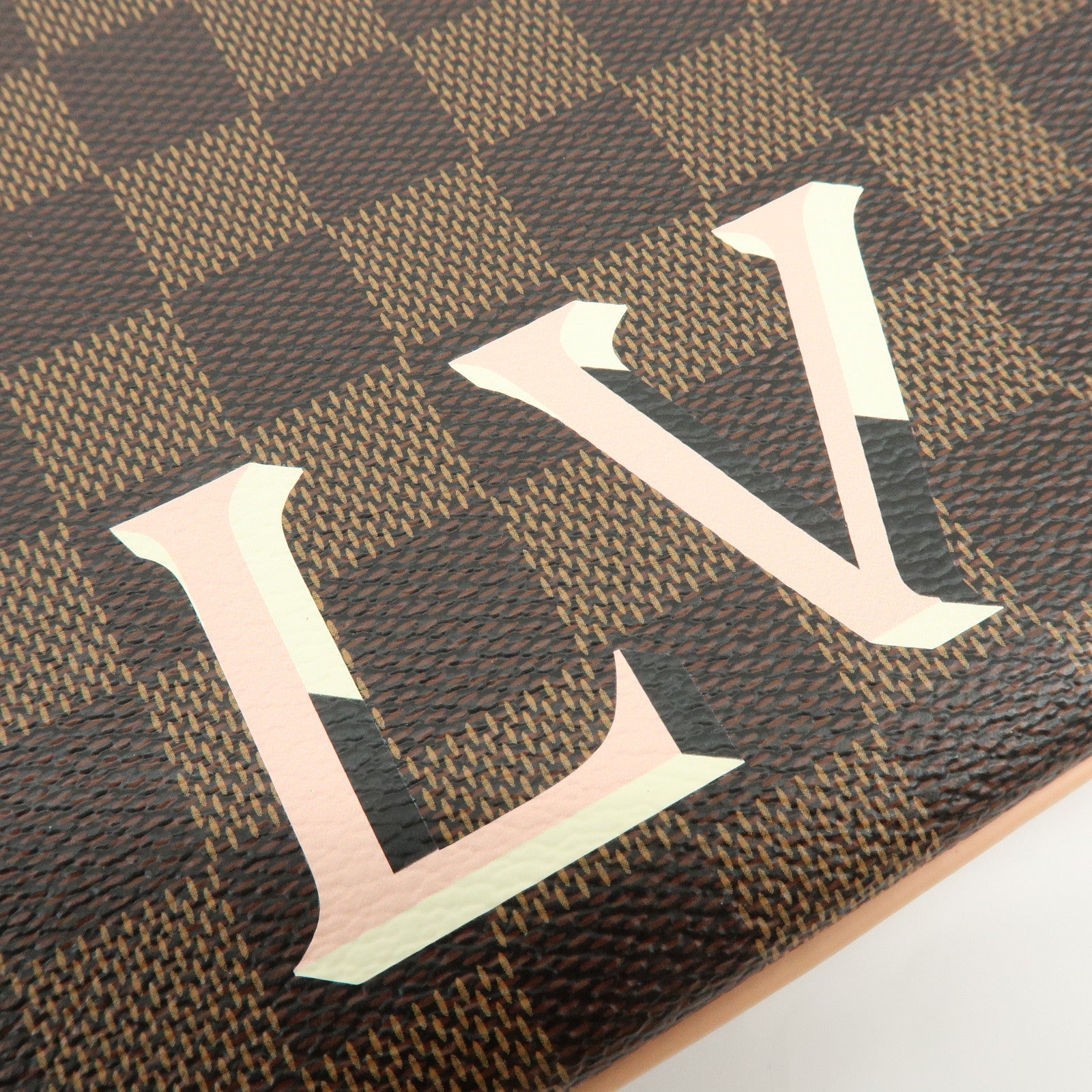 Louis Vuitton Damier Ebene Pochette Double Zip Rose BallerineN60254