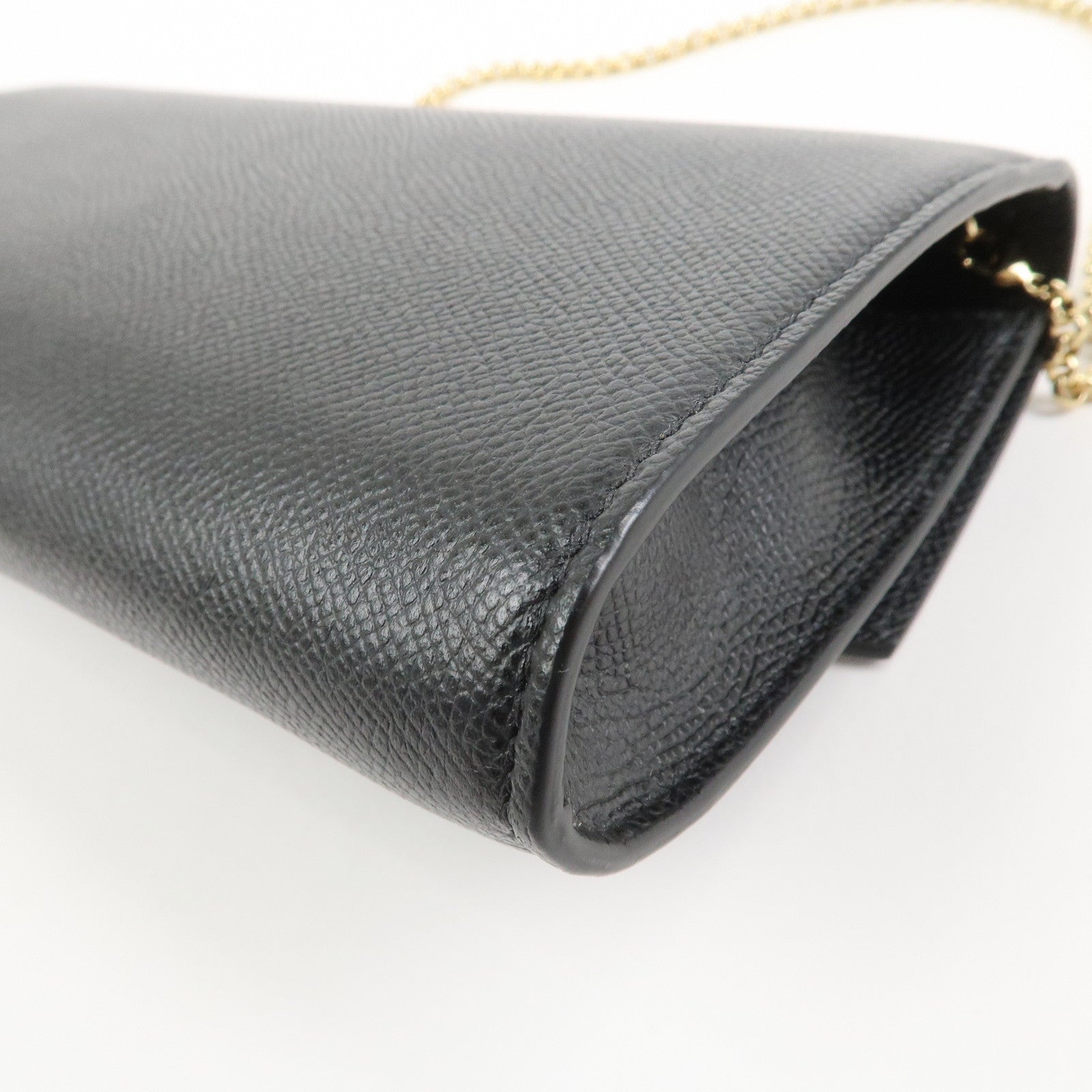 Ferragamo Gancini Leather Chain Shoulder Bag Black